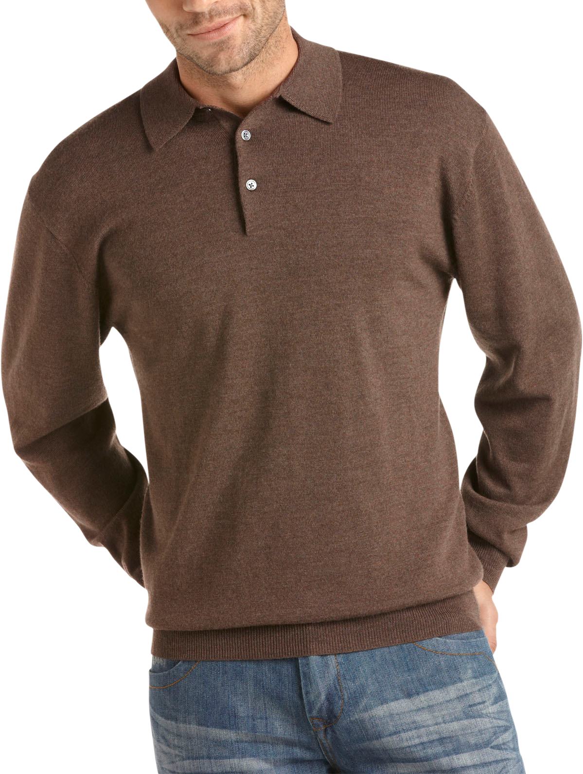 Pronto Uomo Brown Merino Polo Sweater