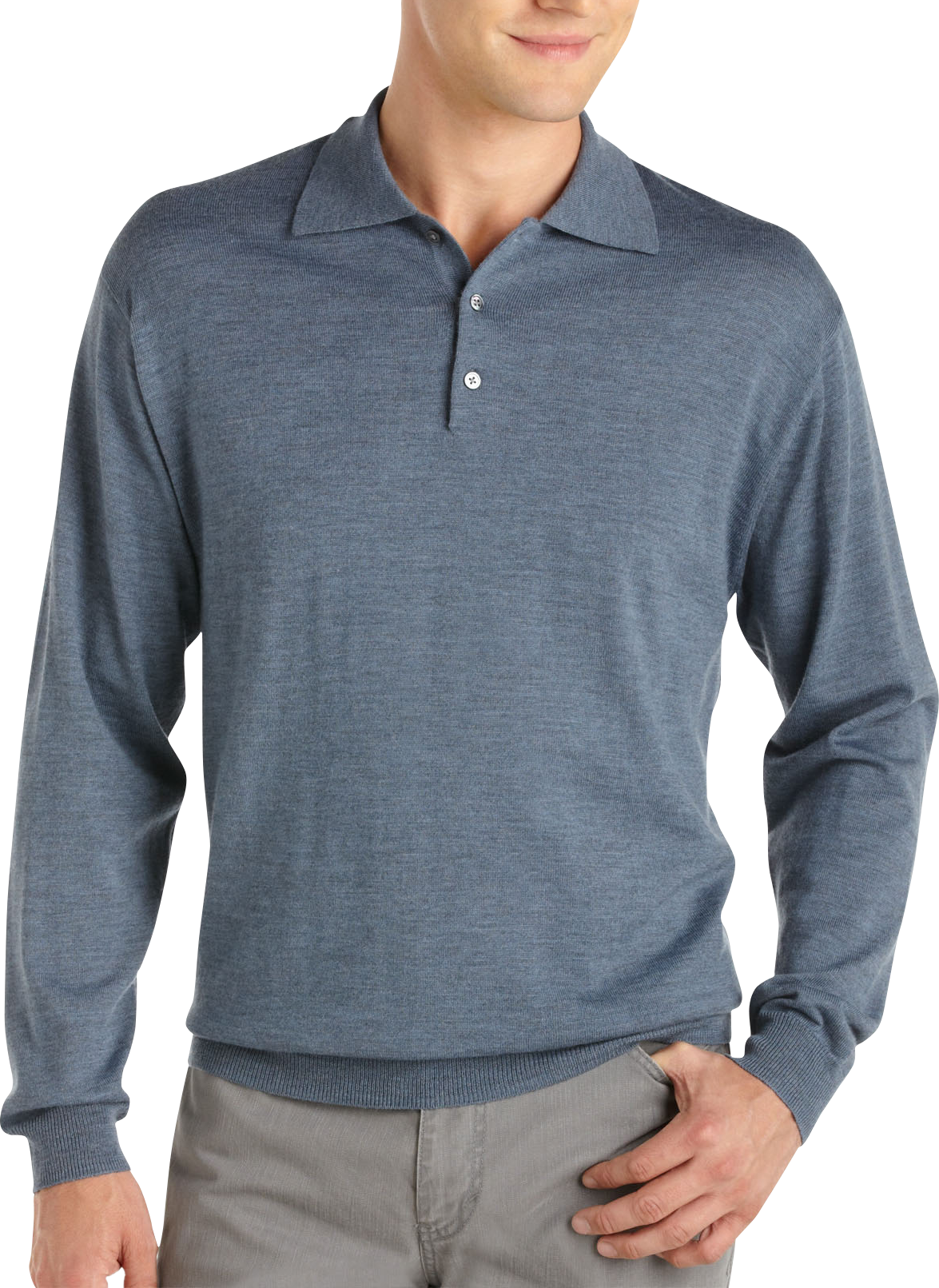 Pronto Uomo Cobalt Merino Polo Sweater