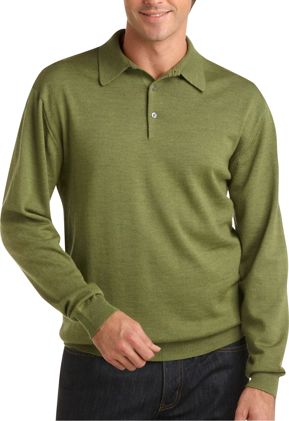Pronto Uomo Green Merino Polo Sweater
