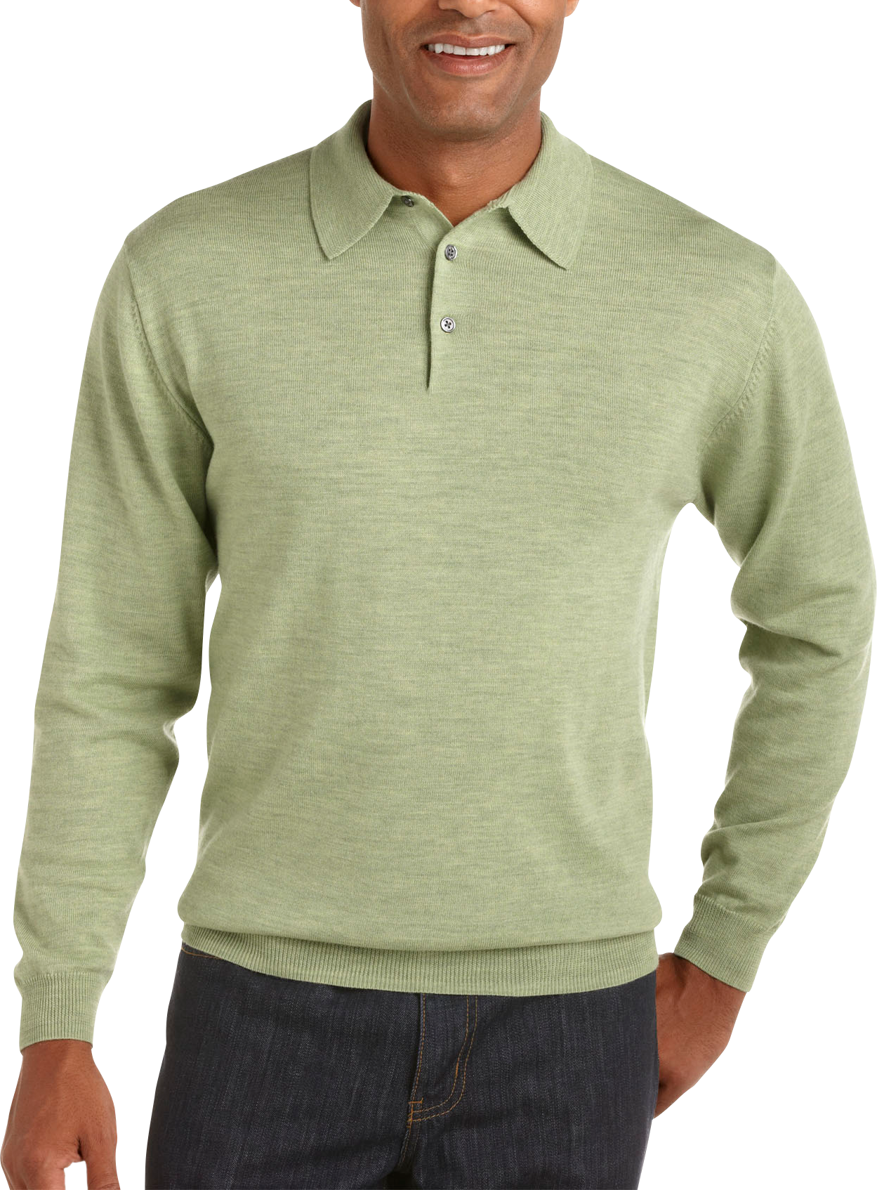 Pronto Uomo Light Green Merino Polo Sweater