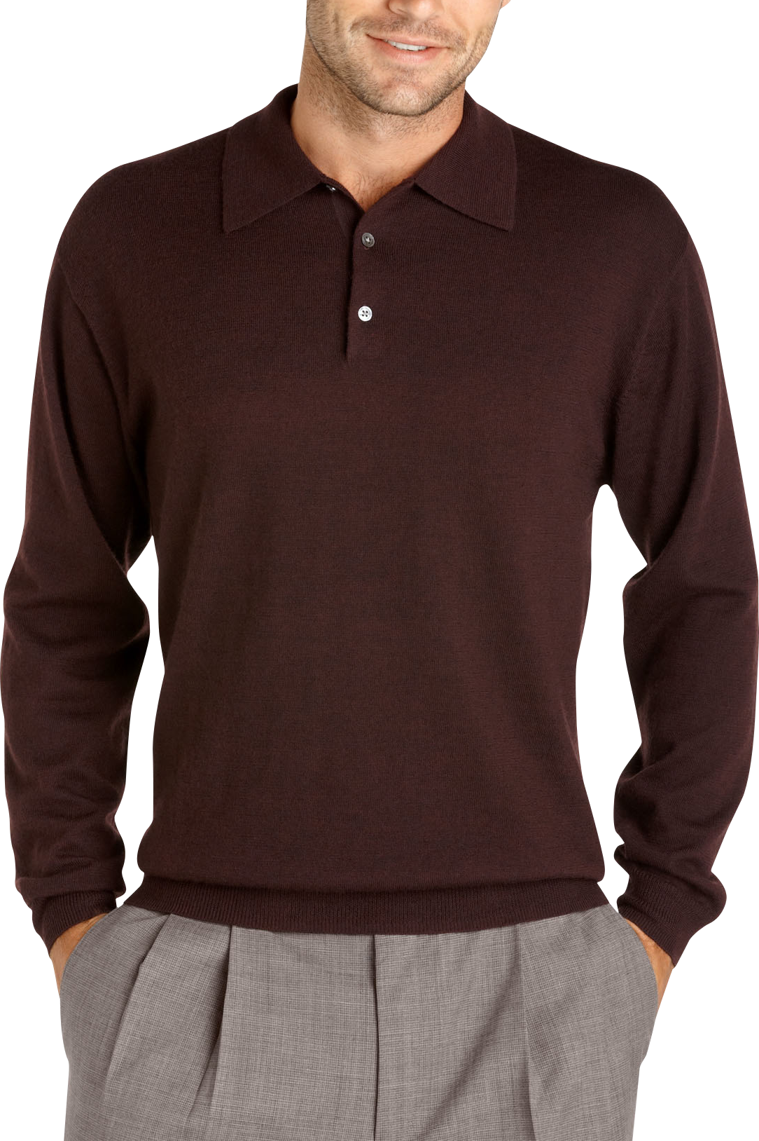 Pronto Uomo Merlot Merino Polo Sweater