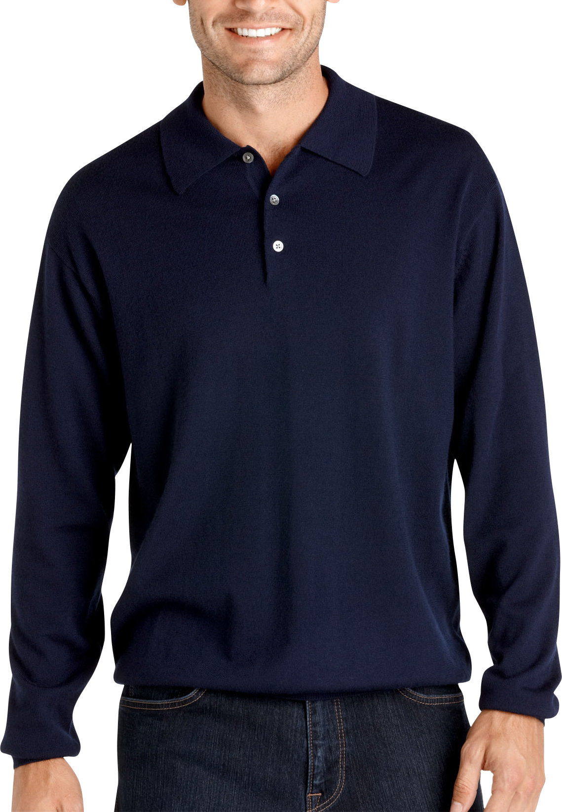 Pronto Uomo Navy Merino Polo Sweater