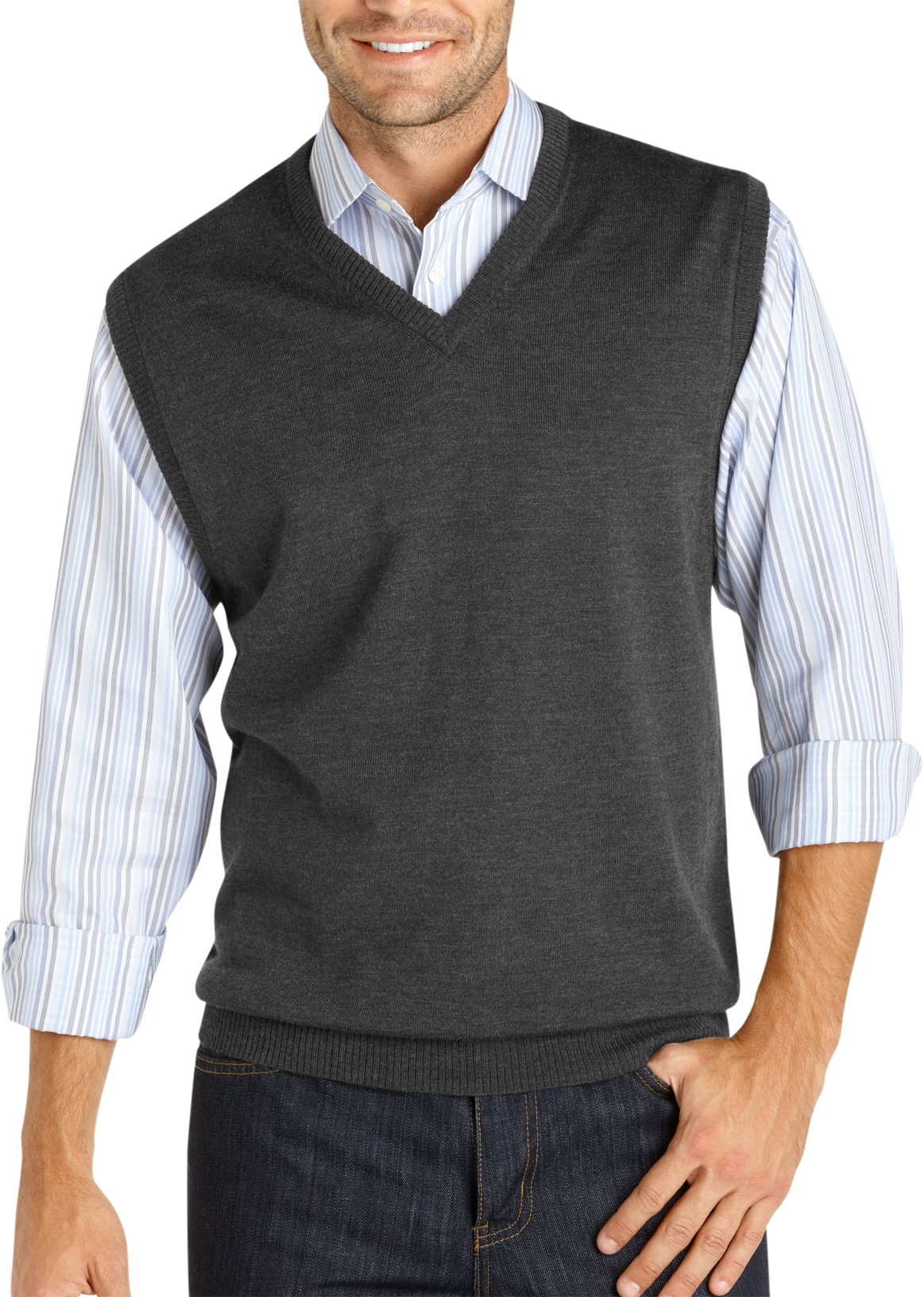 Pronto Uomo Charcoal Merino Vest Sweater