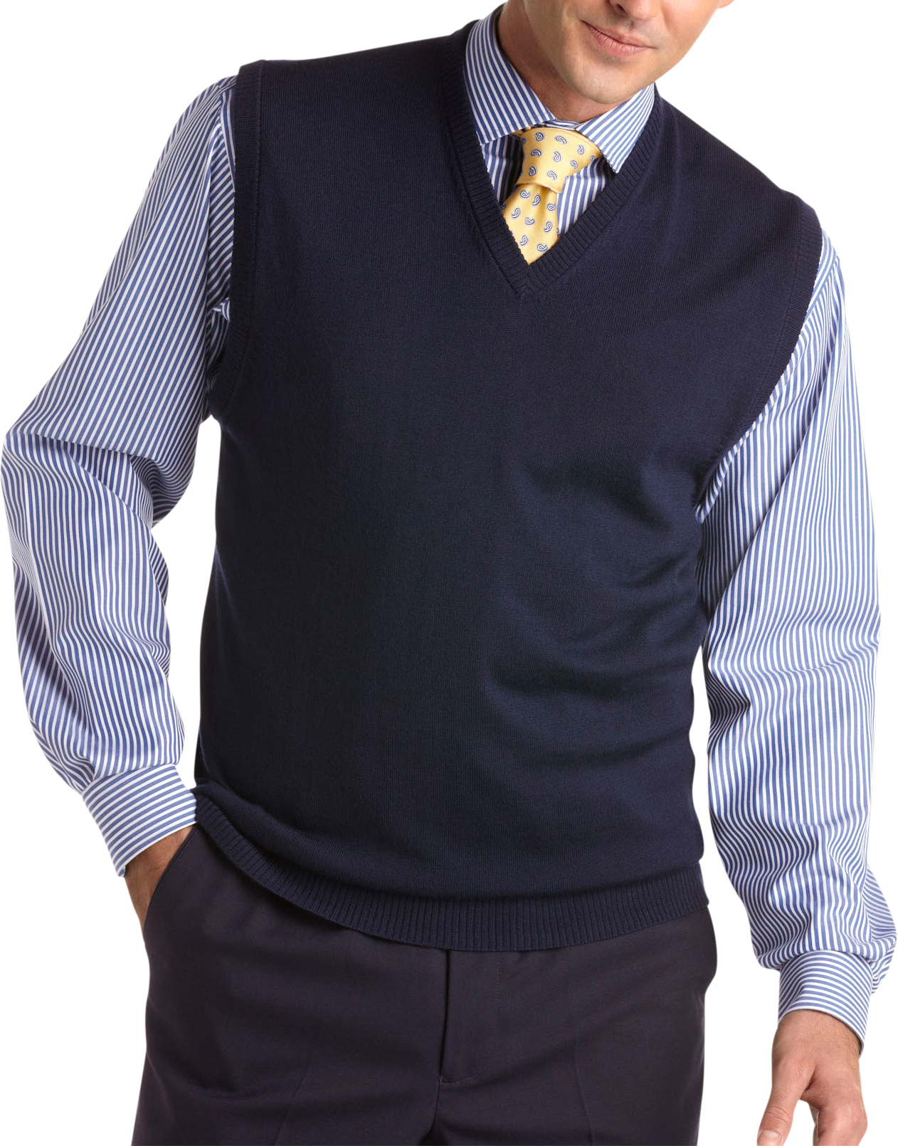 Pronto Uomo Navy Merino Vest Sweater