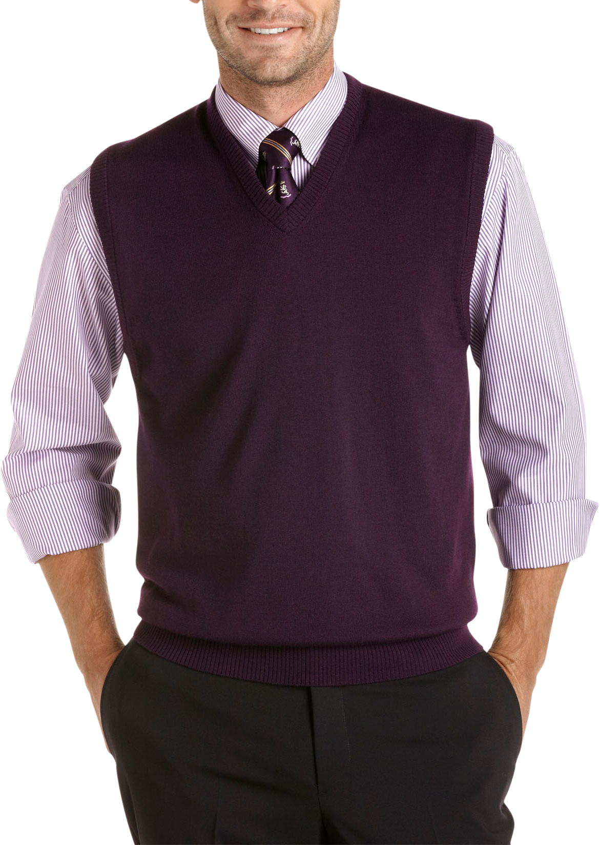 Pronto Uomo Purple Merino Vest Sweater