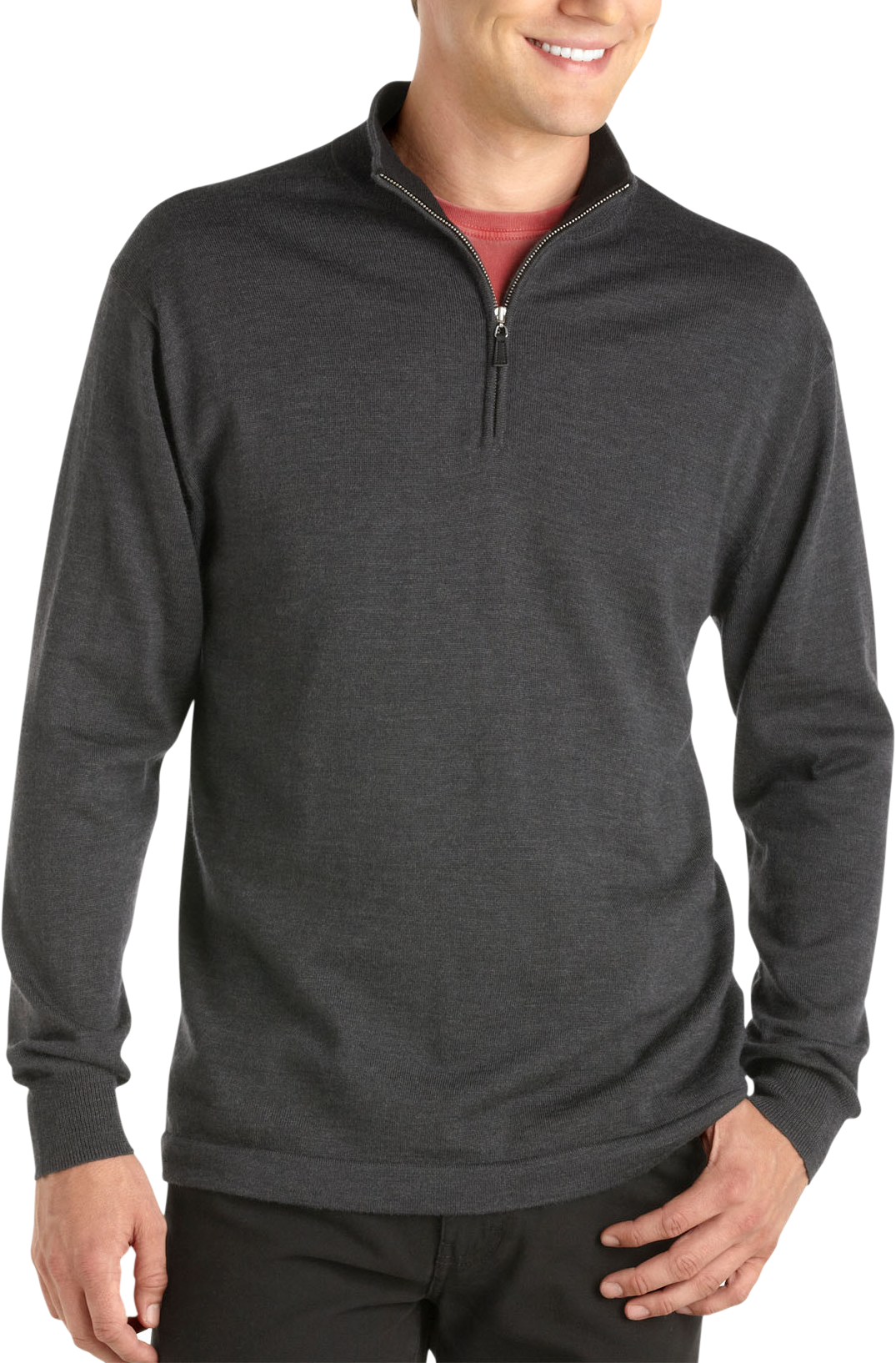 Pronto Uomo Charcoal Merino Half-Zip Sweater