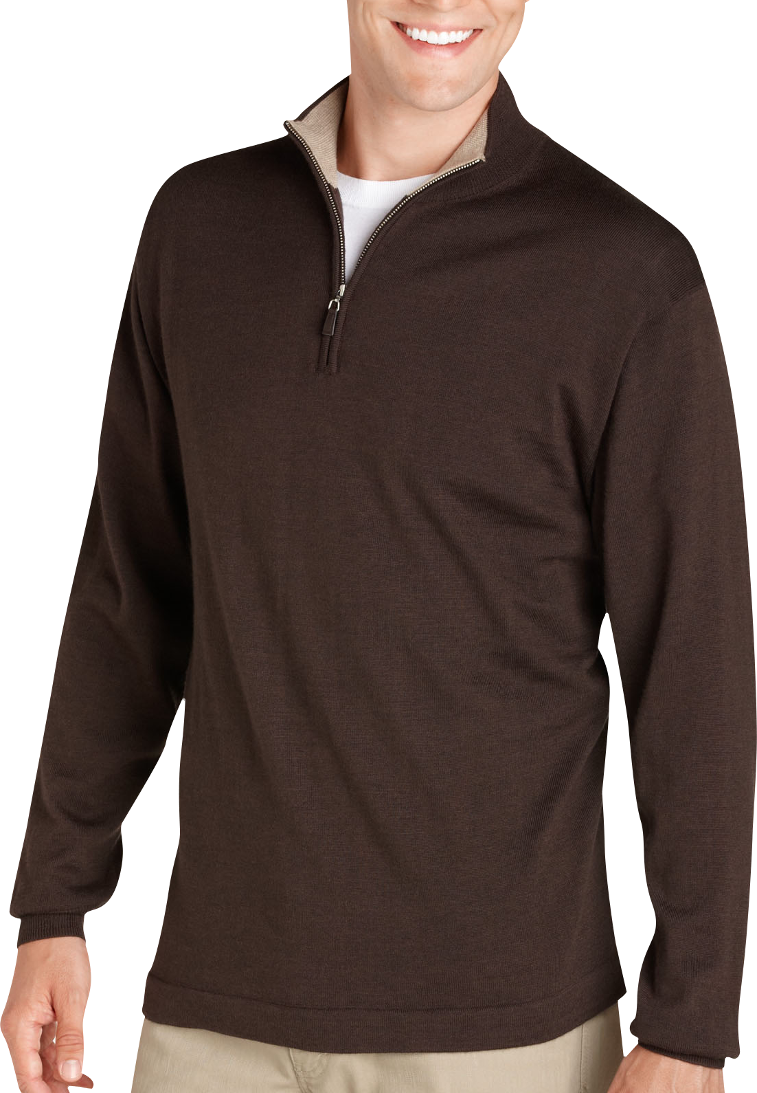 Pronto Uomo Brown Merino Half-Zip Sweater