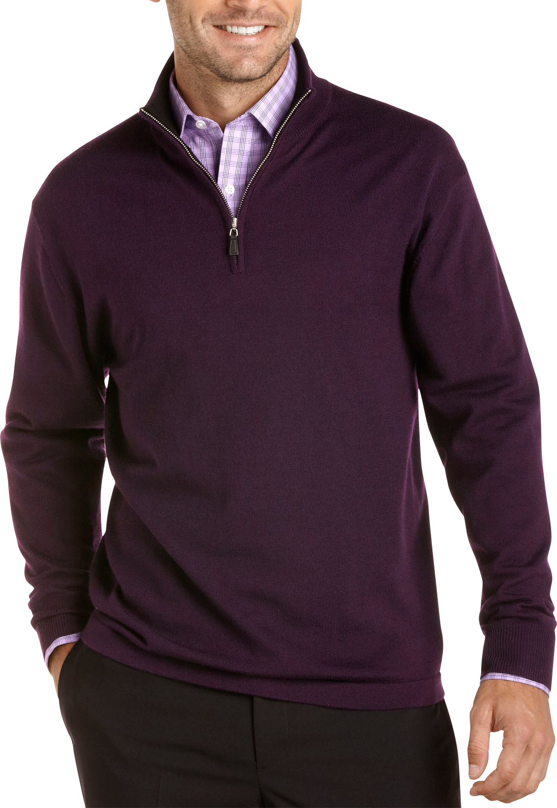 Pronto Uomo Purple Merino Half-Zip Sweater