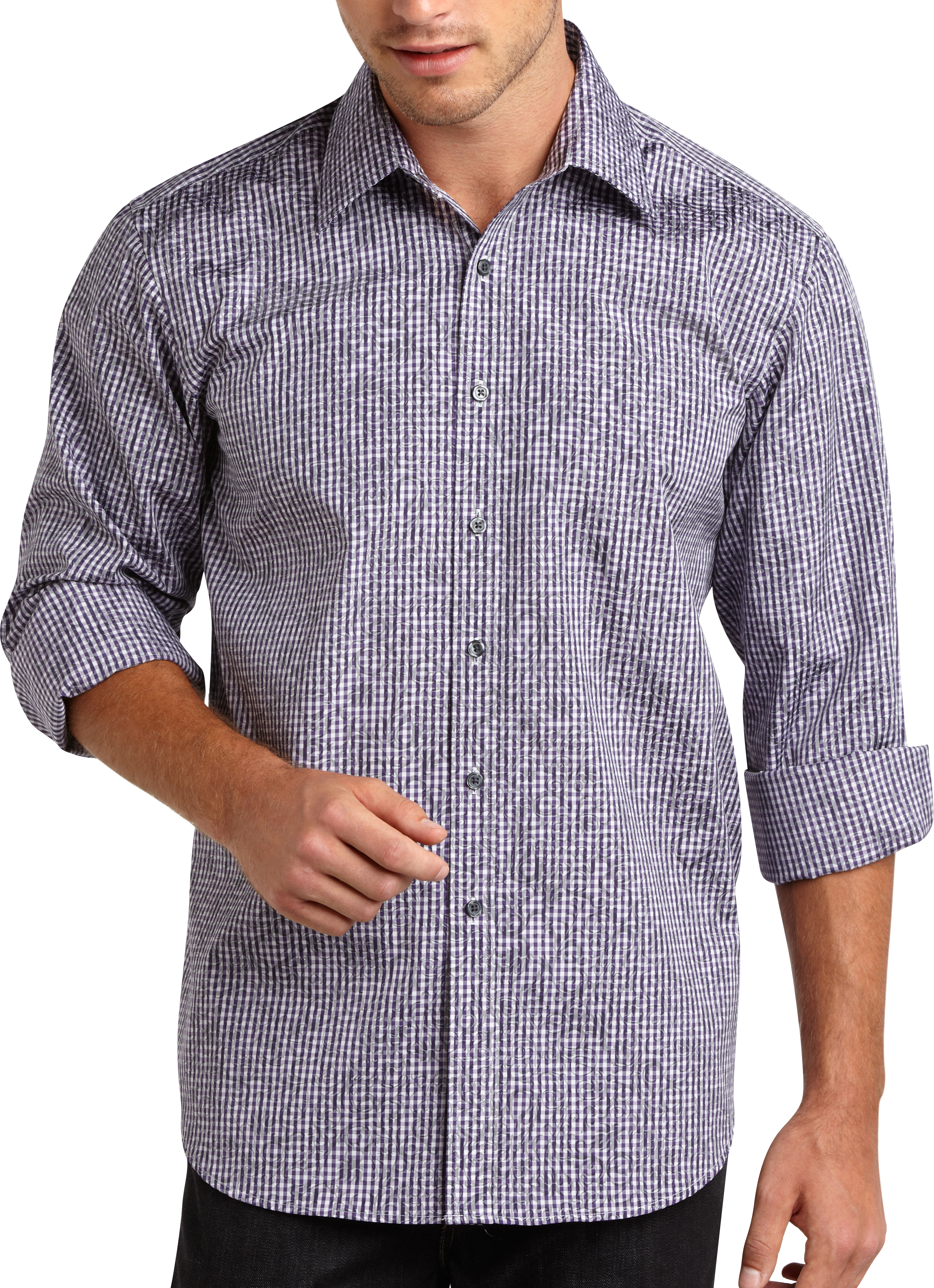 Pronto Uomo Purple Stripe Sport Shirt