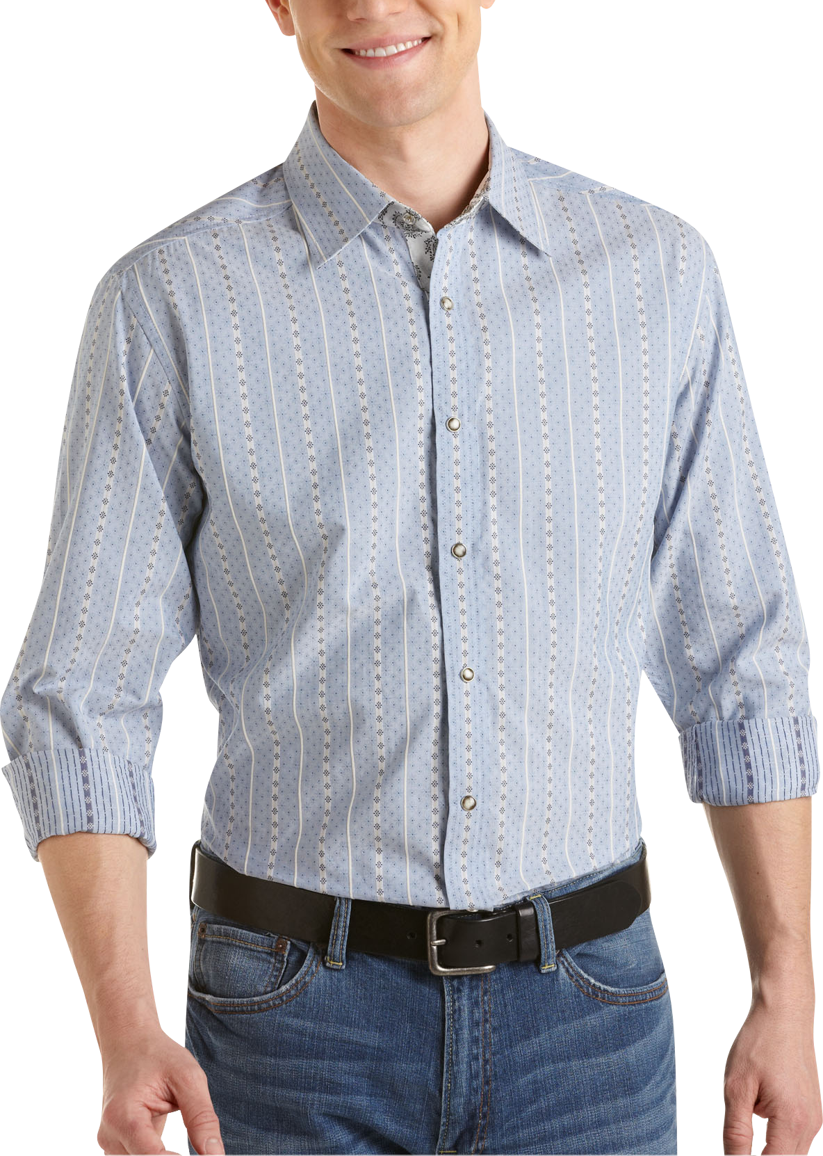 Pronto Blue Sport Shirt, Sky Blue Stripe