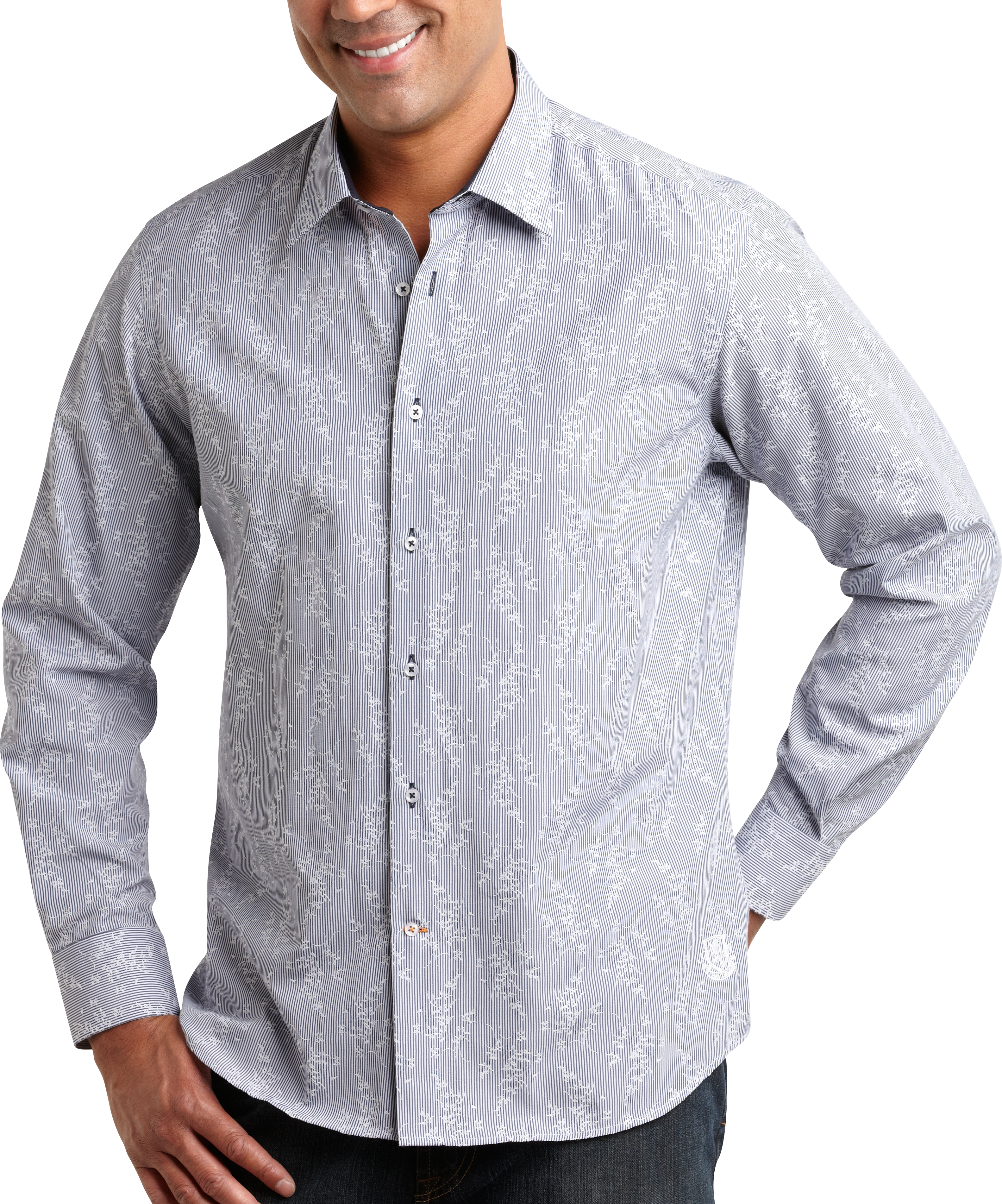 M. Benisti Navy Stripe Jacquard Sport Shirt