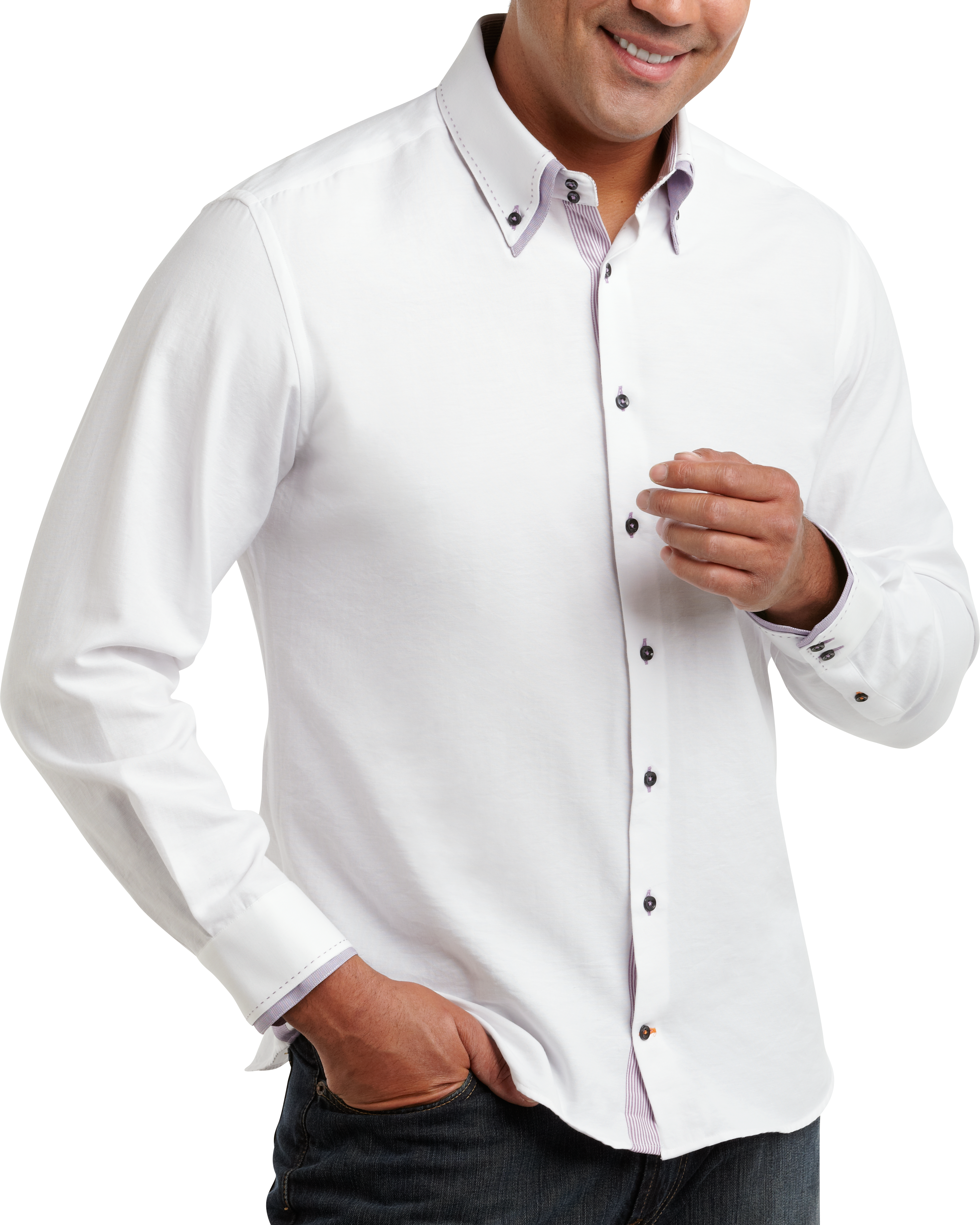 M. Benisti White Double Collar Sport Shirt