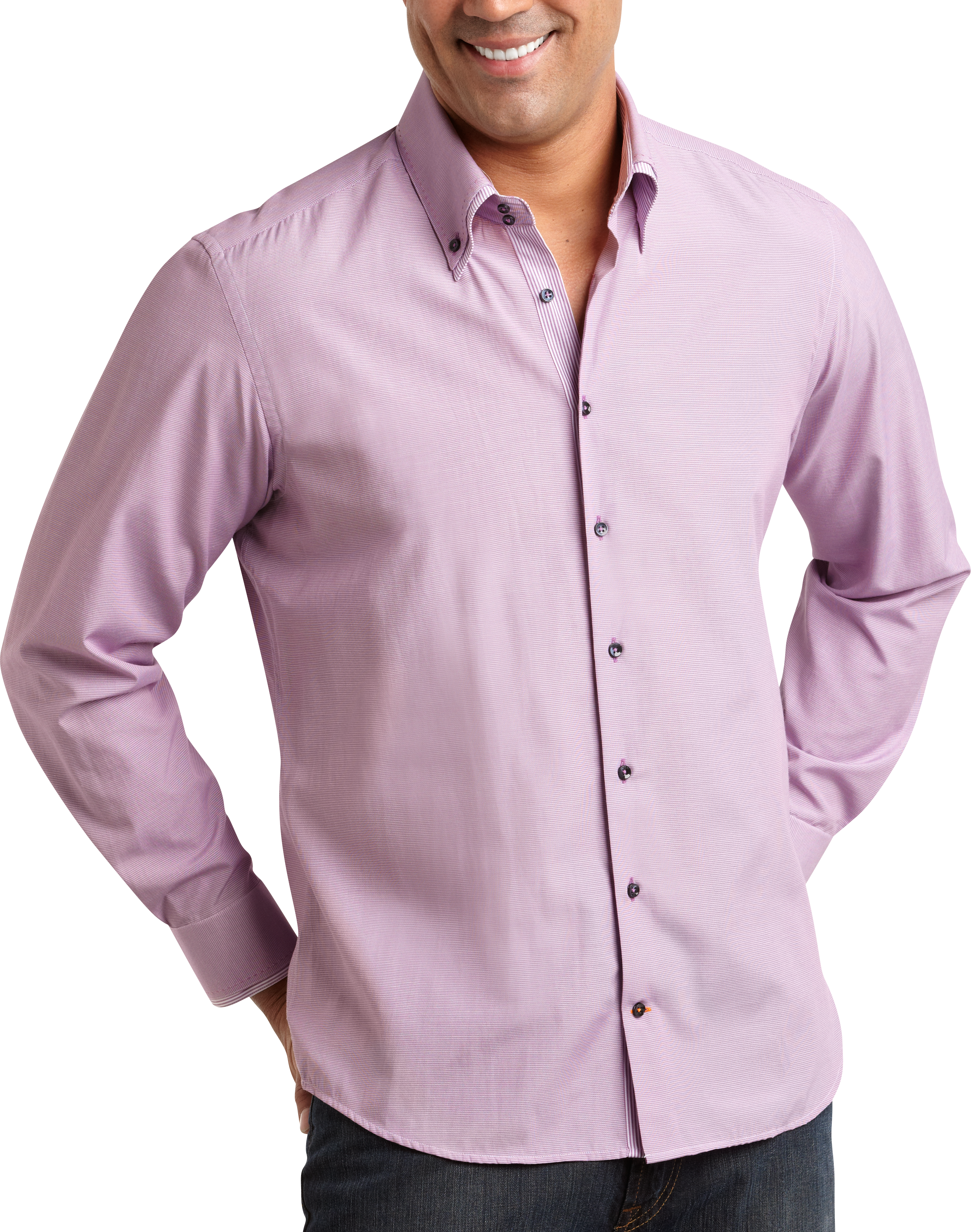 M. Benisti Lavender Neat Double Collar Sport Shirt