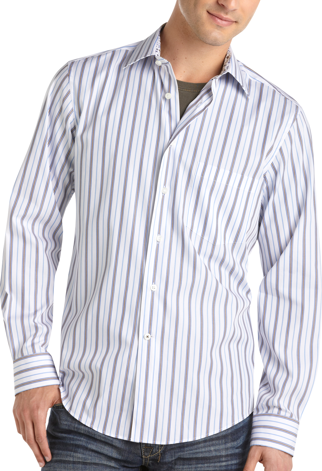 Egara Blue and Brown Stripe Sport Shirt