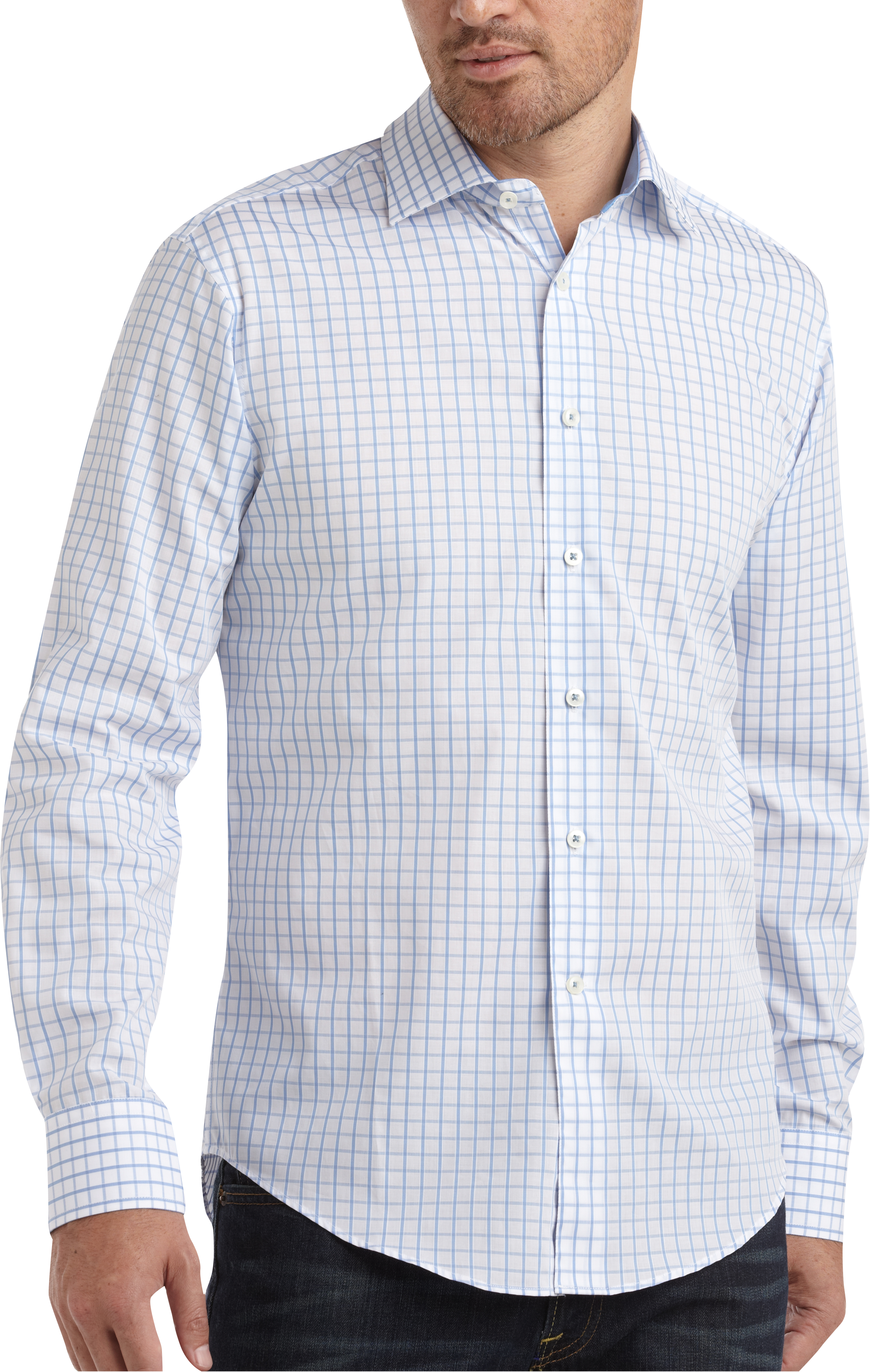 Egara Blue Check Slim Fit Sport Shirt