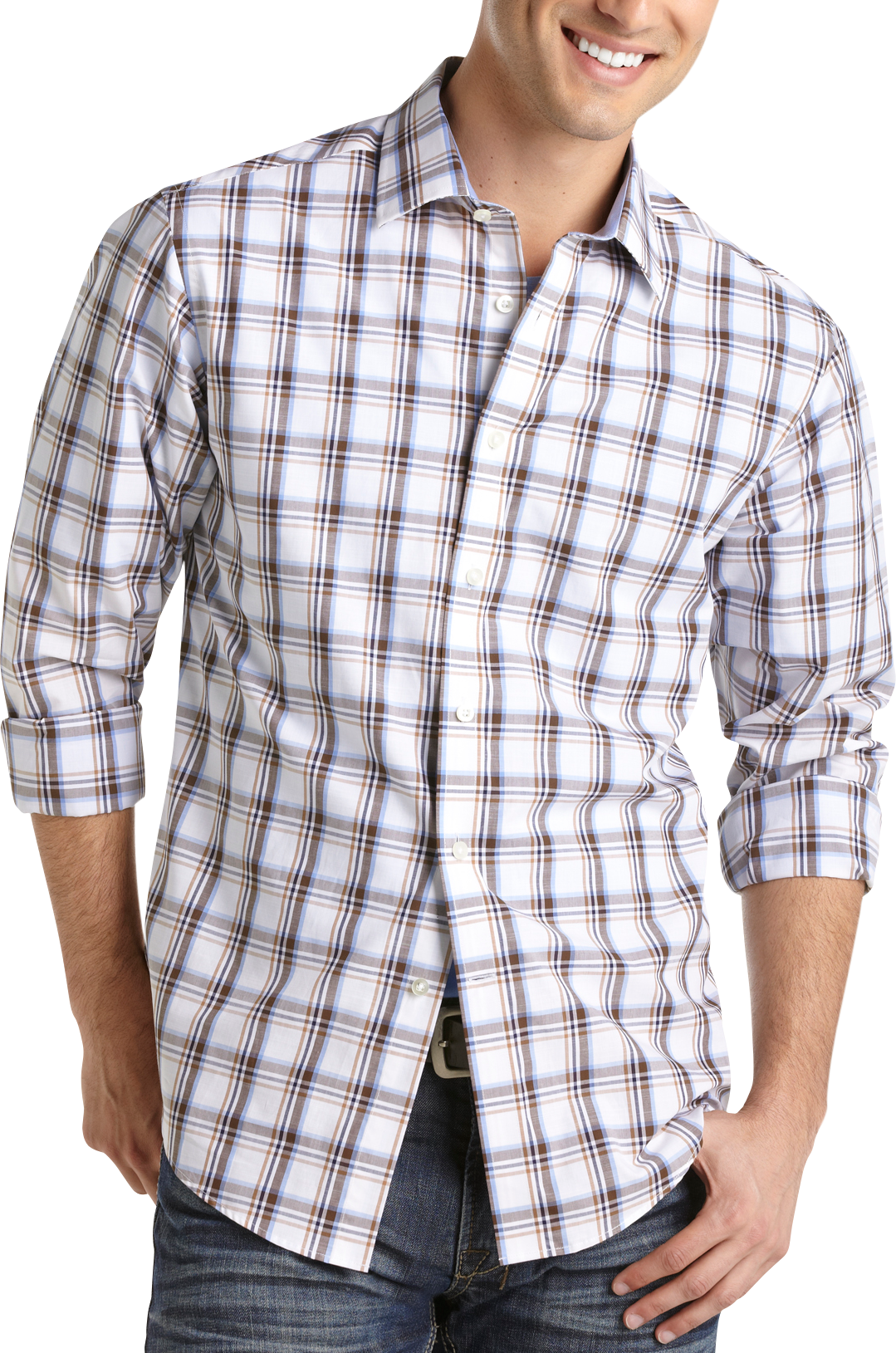 Egara Brown and Blue Plaid Sport Shirt