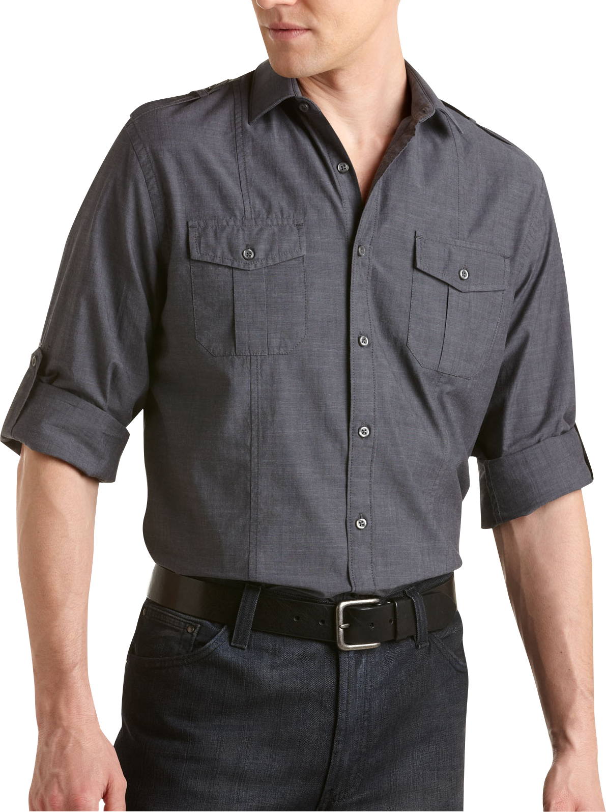 Pronto Blue Sport Shirt, Charcoal