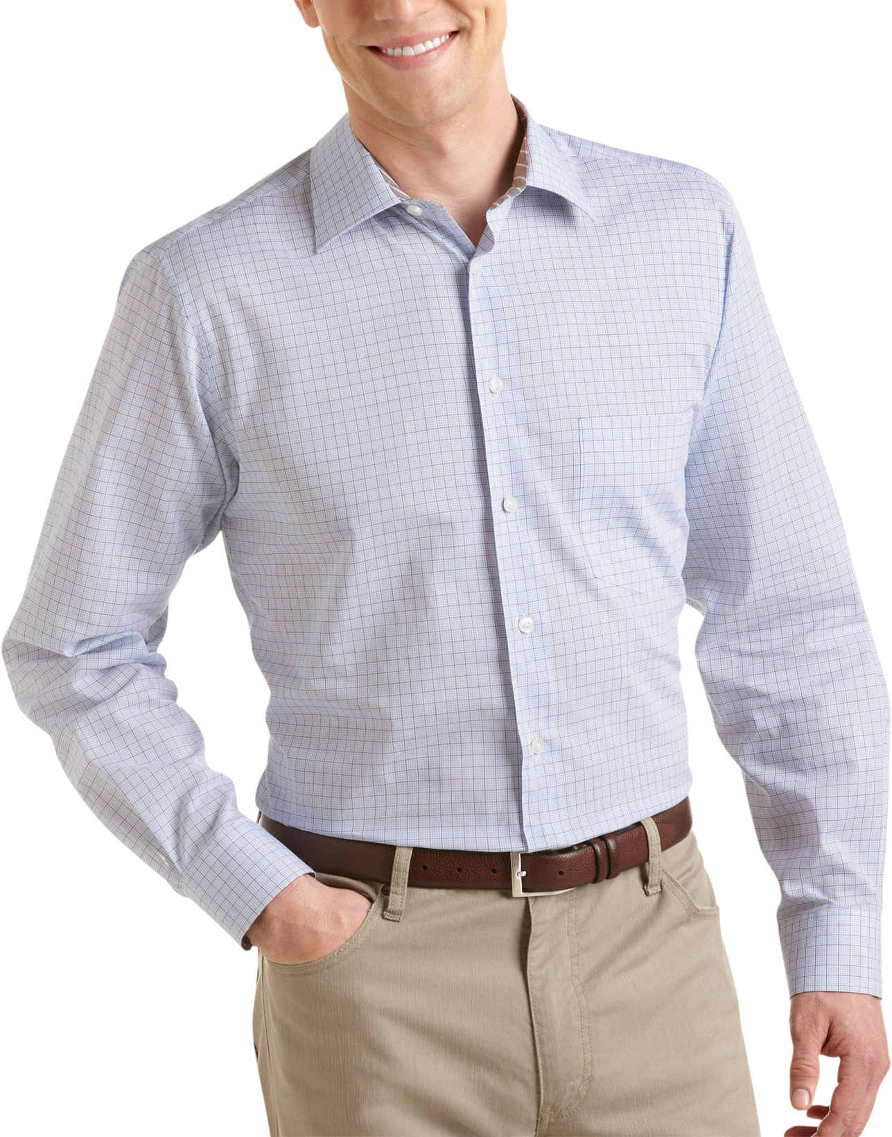 Egara Blue and Brown Check Sport Shirt