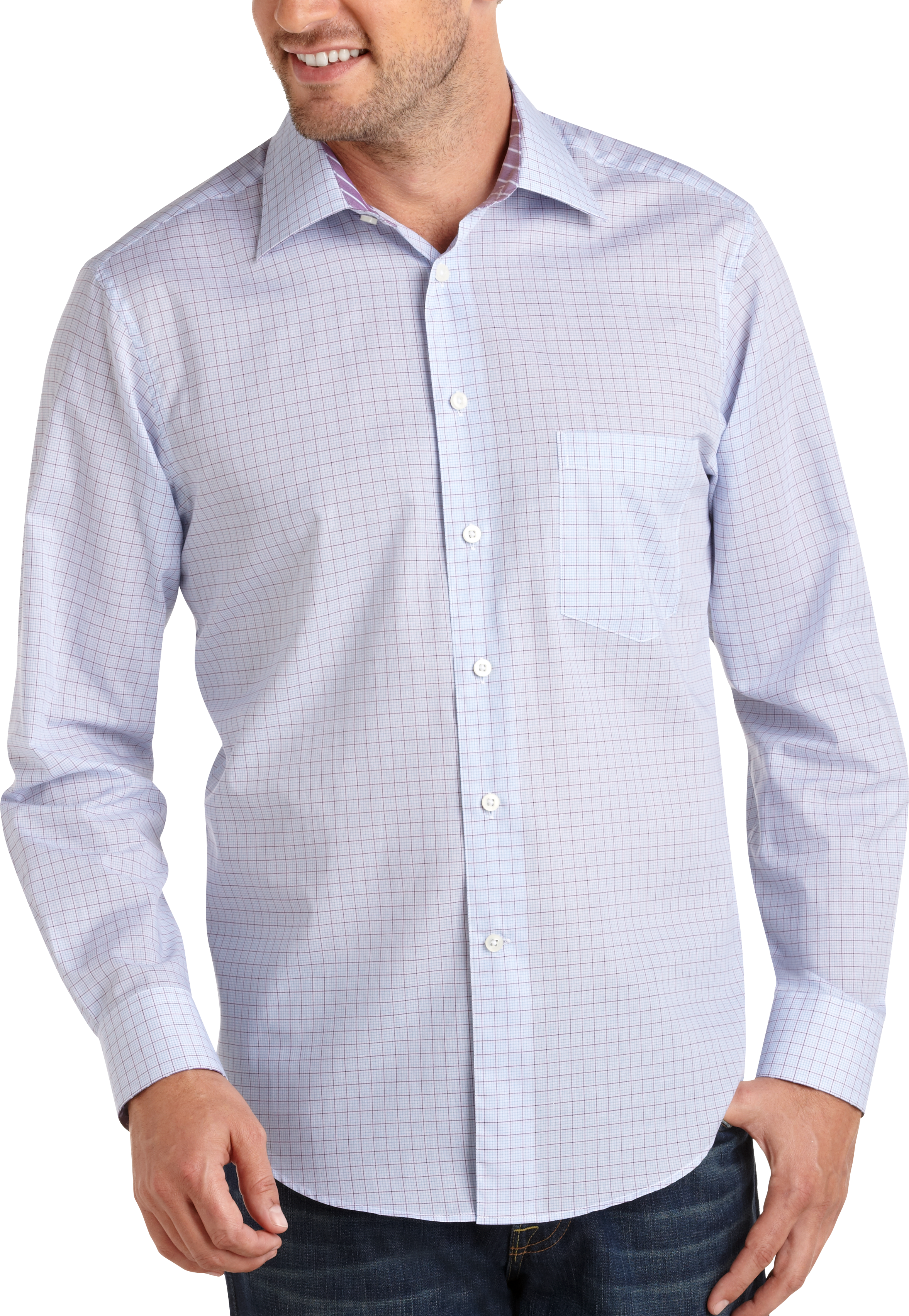 Egara Blue and Purple Check Sport Shirt