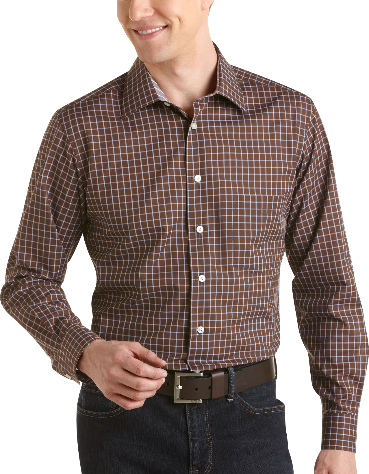 Egara Brown and Blue Check Sport Shirt