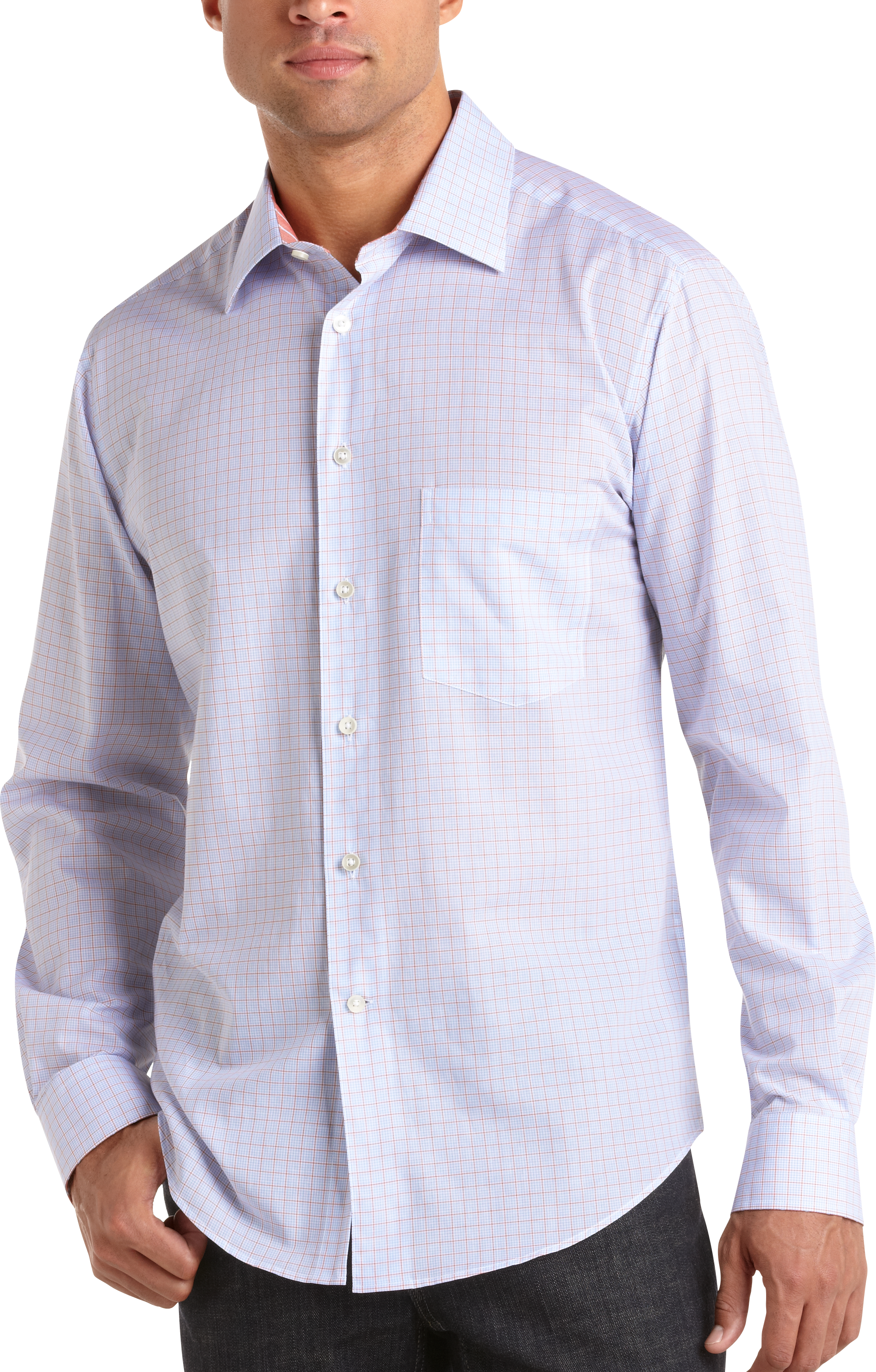 Egara Blue and Orange Check Sport Shirt