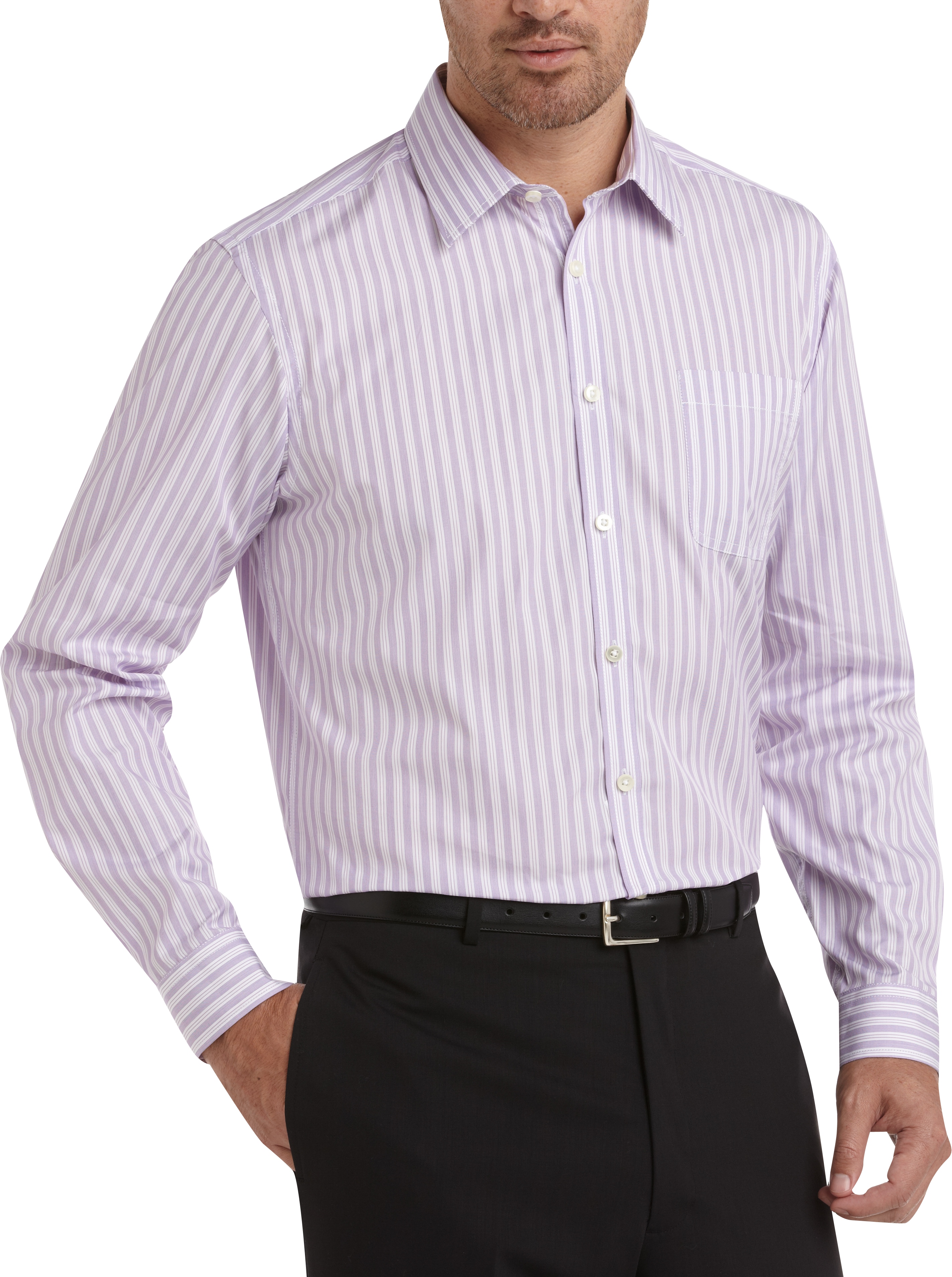 Egara Purple Multistripe Slim Fit Sport Shirt