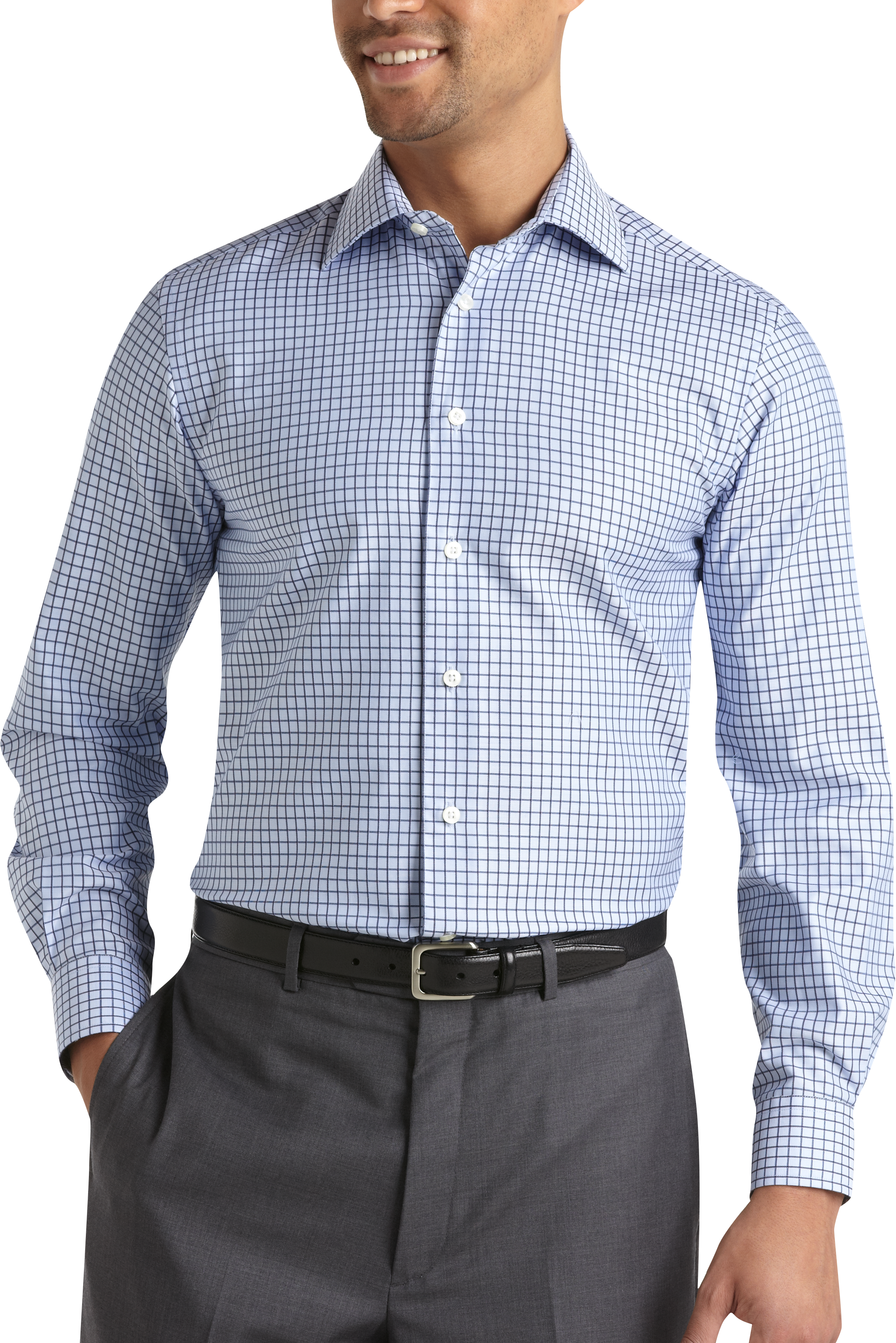 Egara Blue Check Slim Fit Shirt