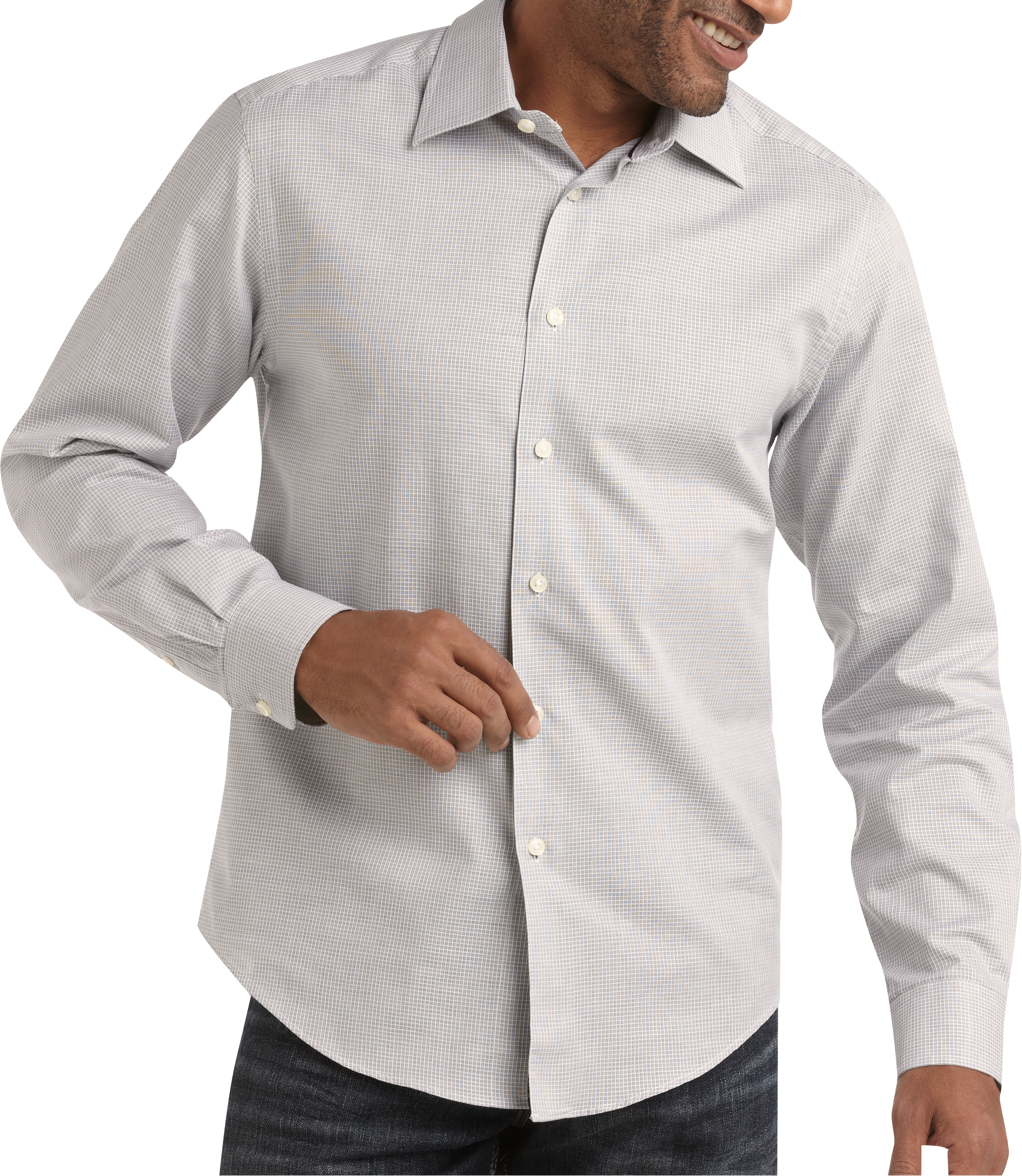 Egara Gray Check Slim Fit Sport Shirt