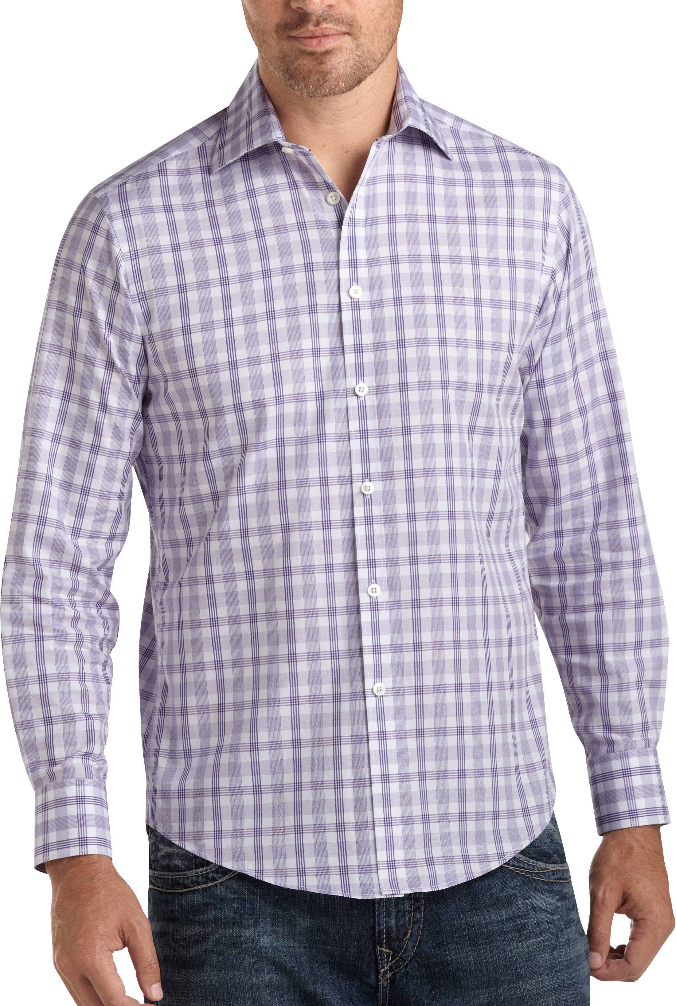 Egara Purple Plaid Sport Shirt