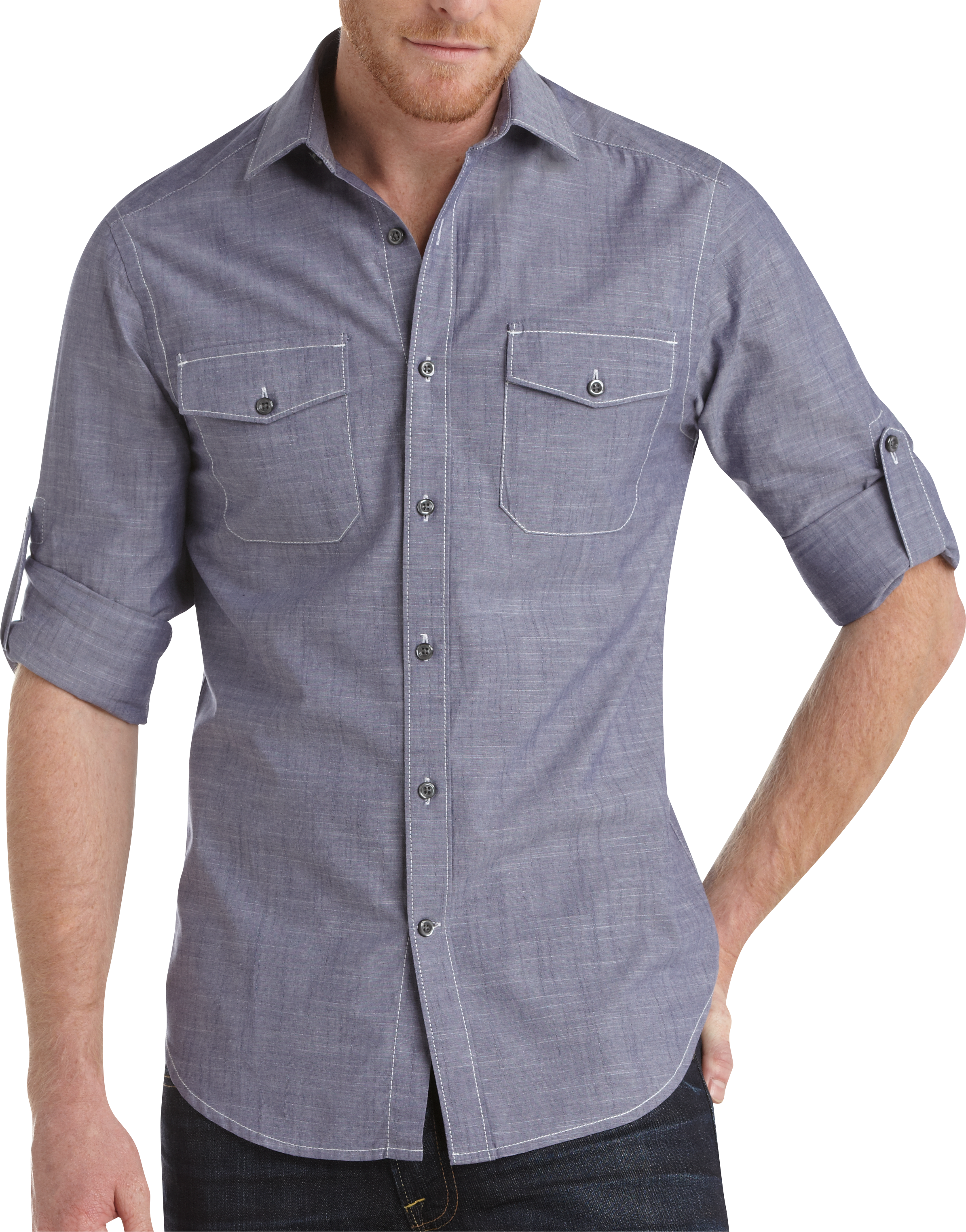 Pronto Blue Sport Shirt Blue Chambray
