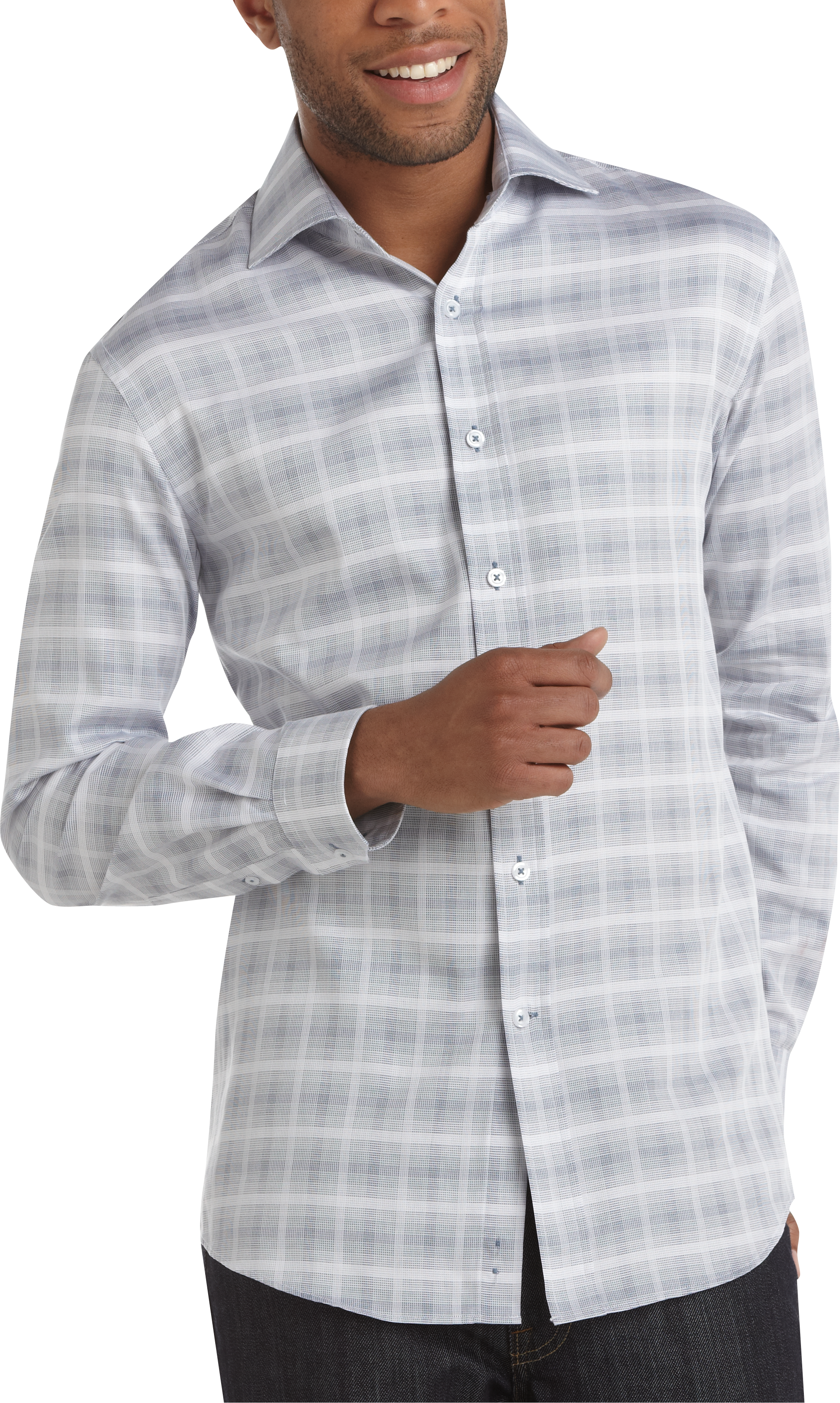 Pronto Uomo Gray Plaid Sport Shirt