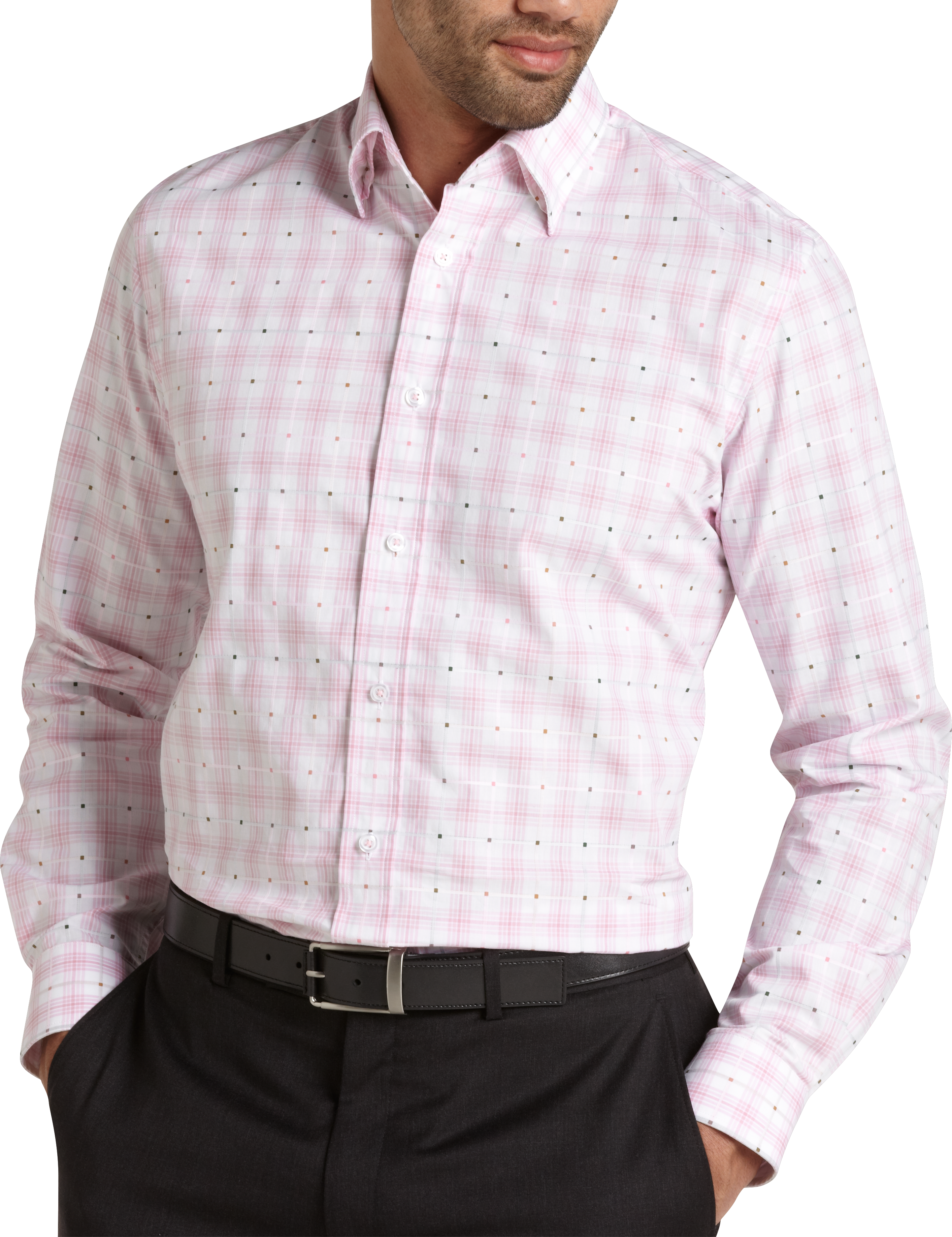 Pronto Uomo Pink Plaid Woven Shirt