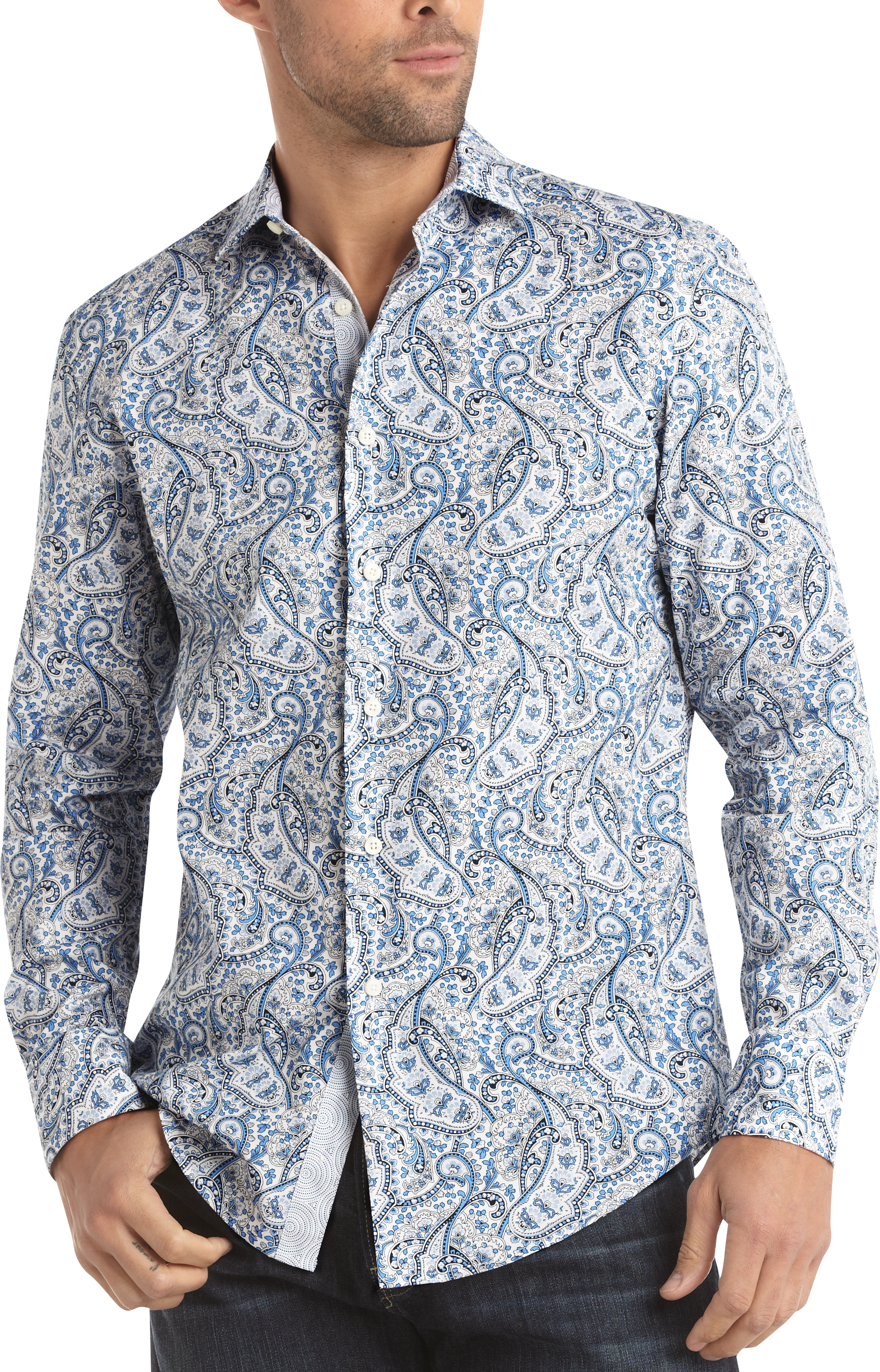 Tallia Blue Paisley Sport Shirt