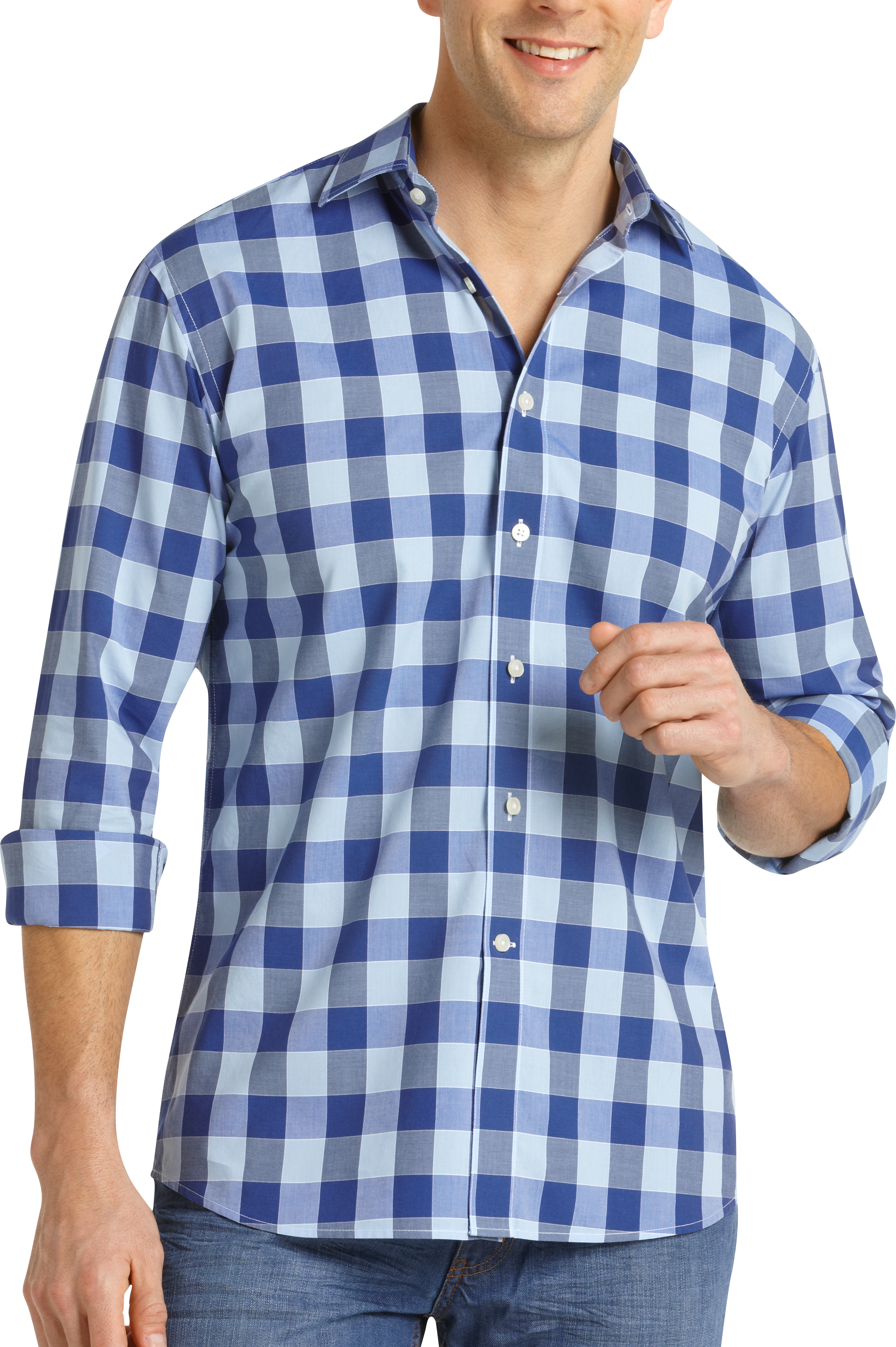 Pronto Blue Sport Shirt, Blue Check