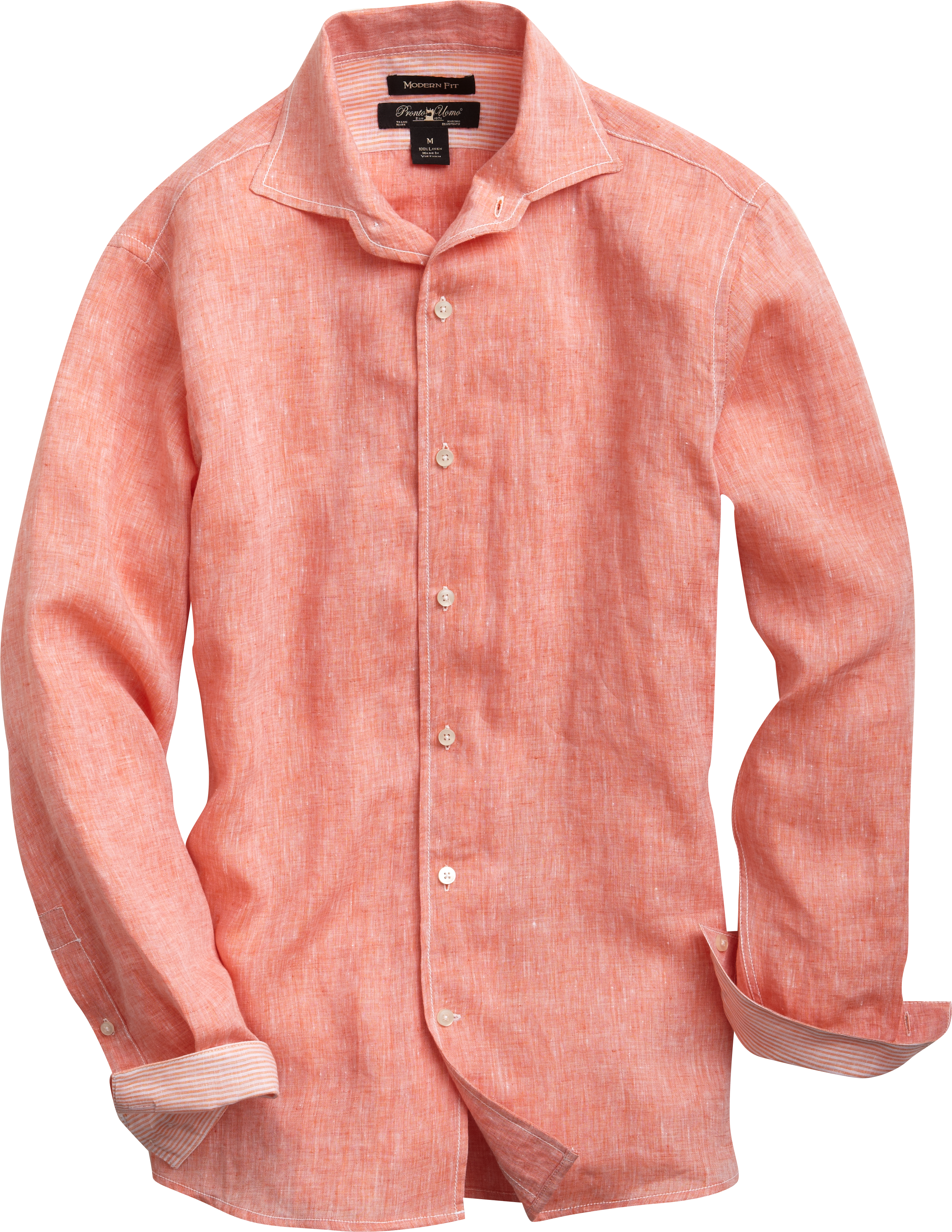 Pronto Uomo Orange Modern Fit Linen Sport Shirt