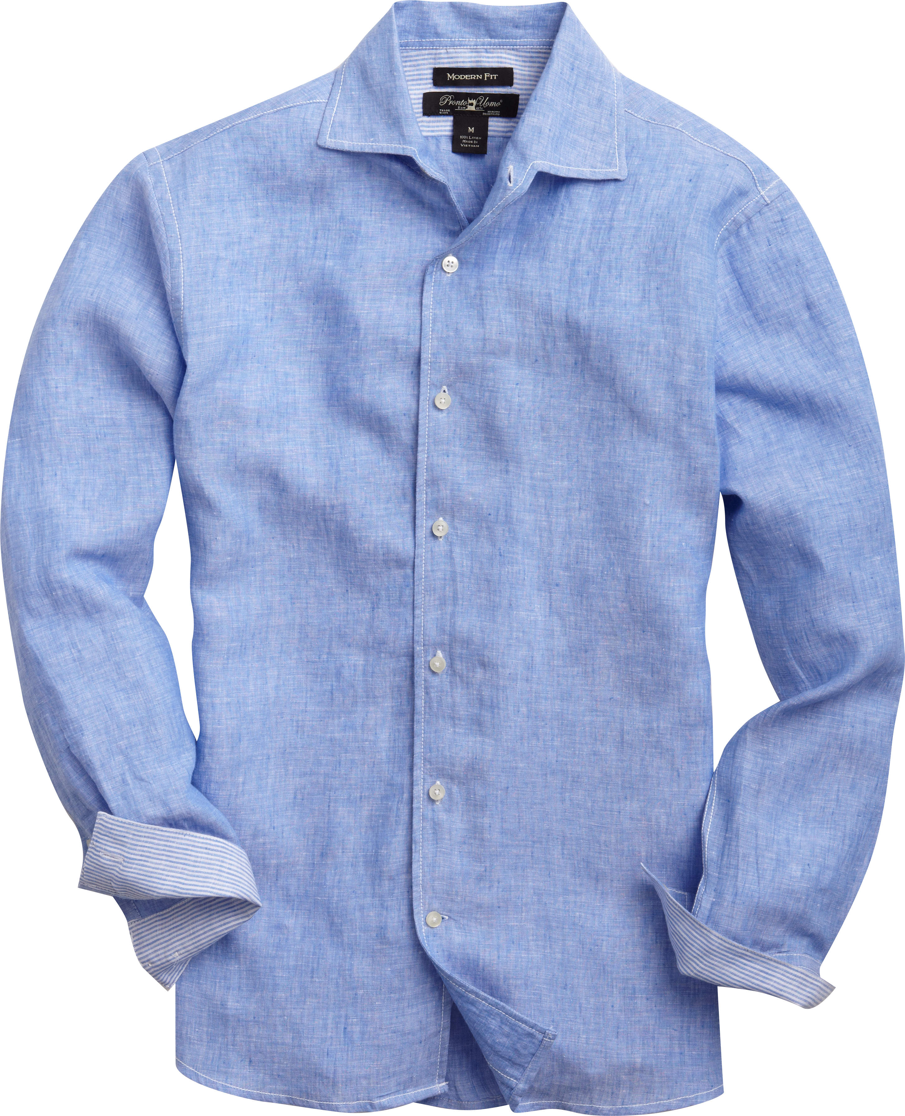 Pronto Uomo French Blue Modern Fit Linen Sport Shirt