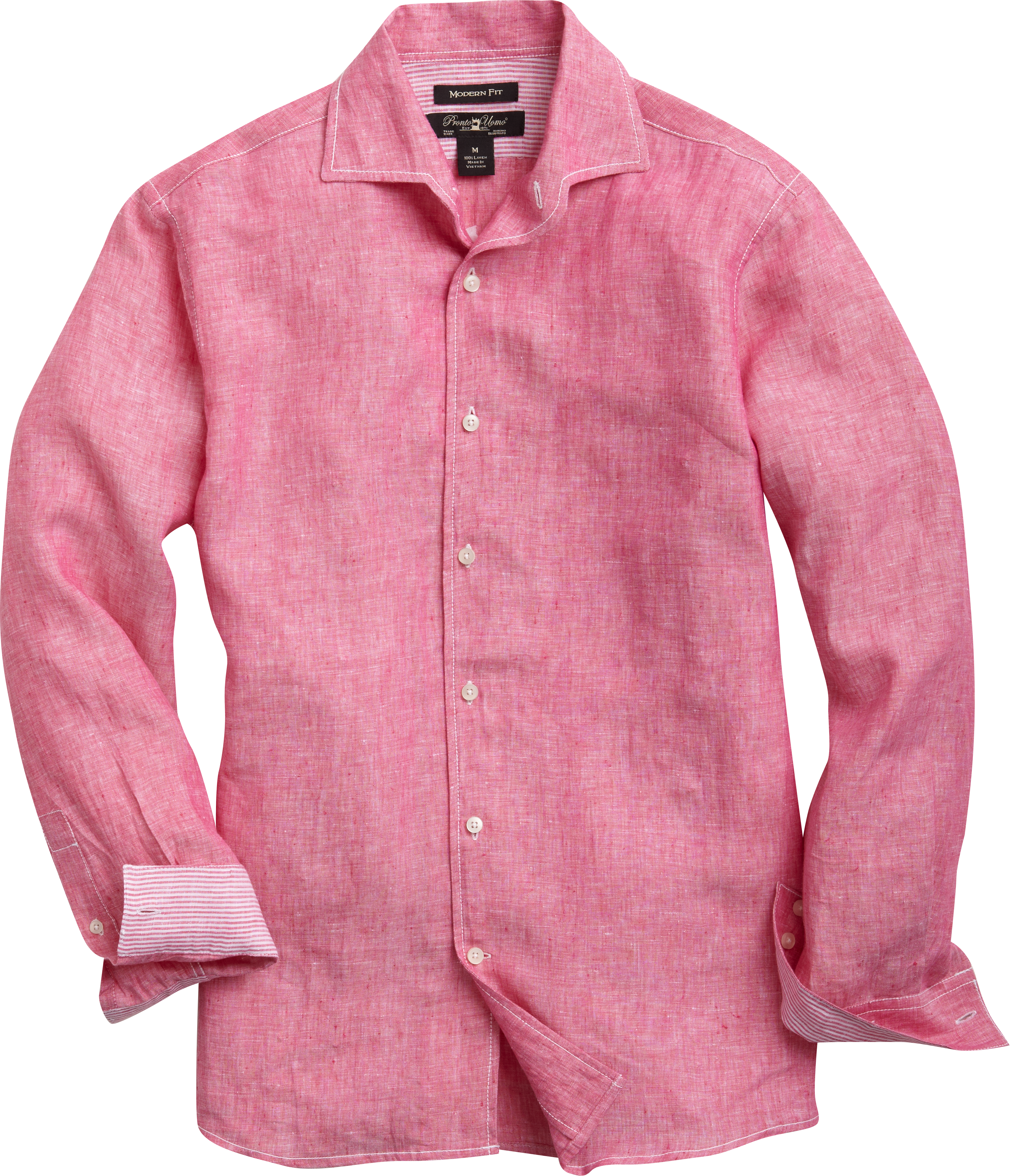 Pronto Uomo Pink Modern Fit Linen Sport Shirt