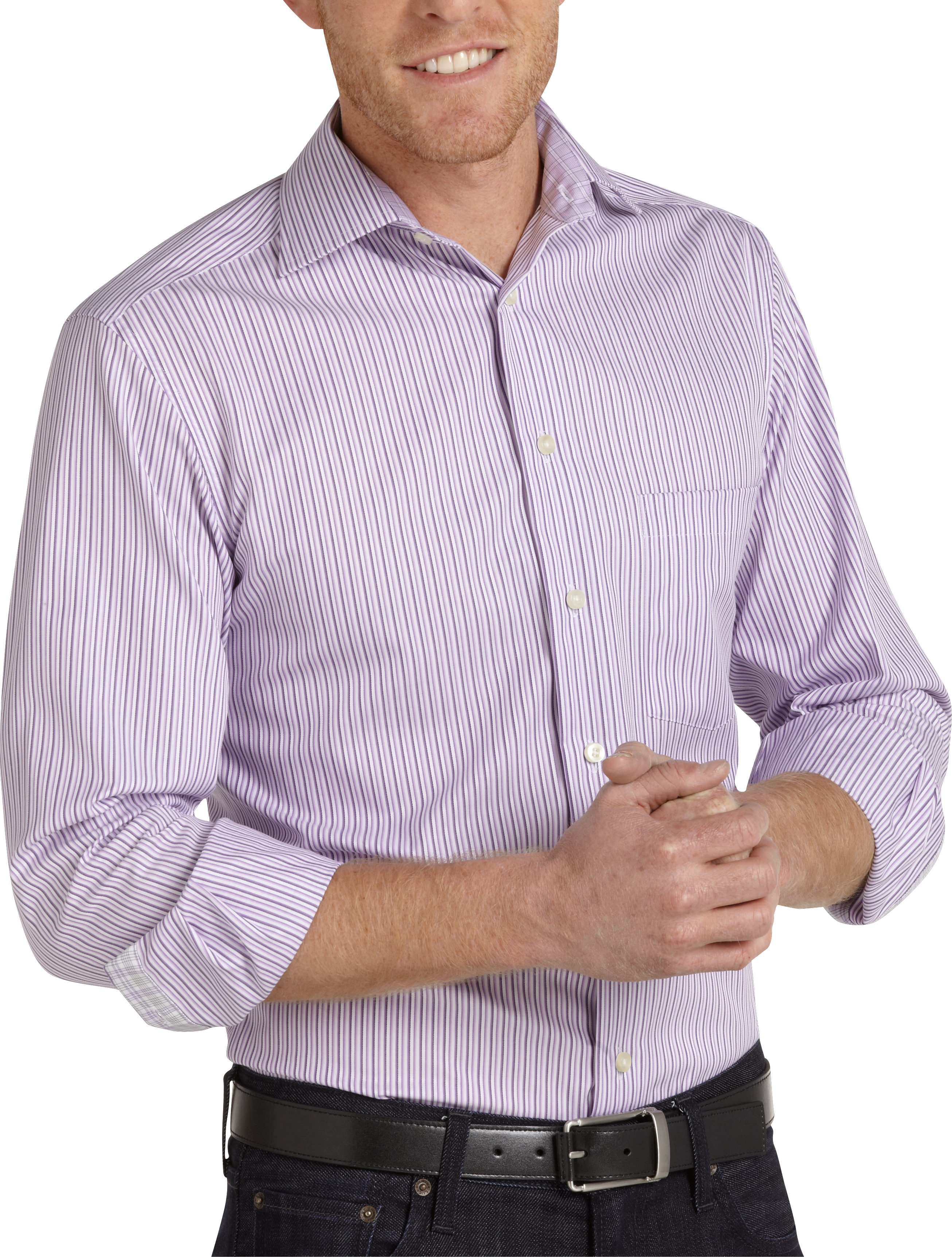 Egara Purple Stripe Slim Fit Sport Shirt