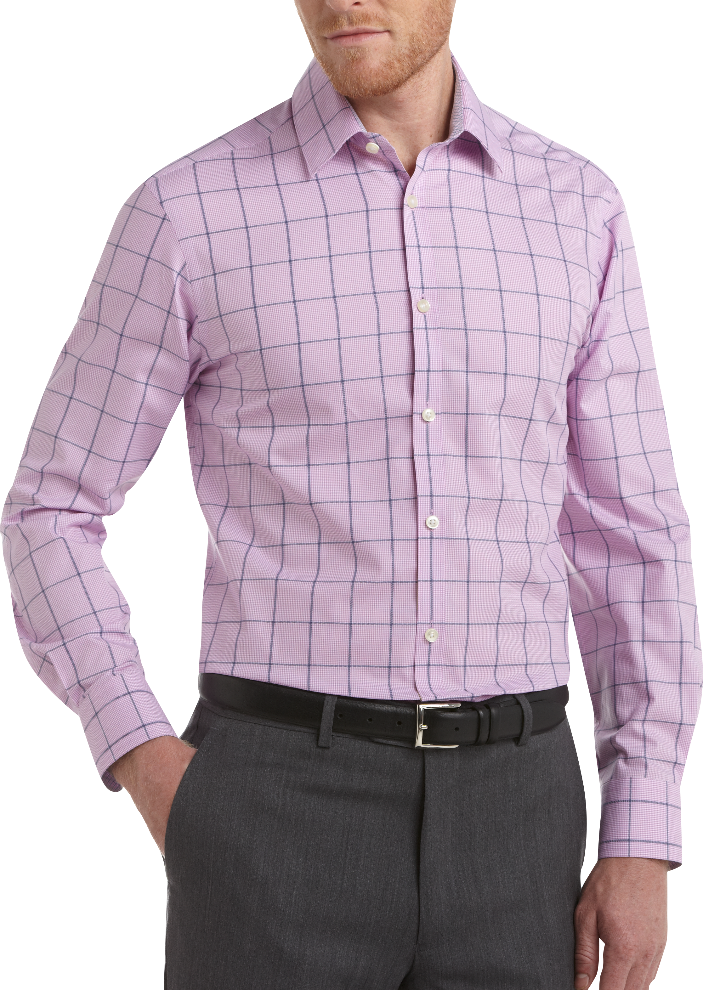 Egara Pink Check Slim Fit Woven Shirt