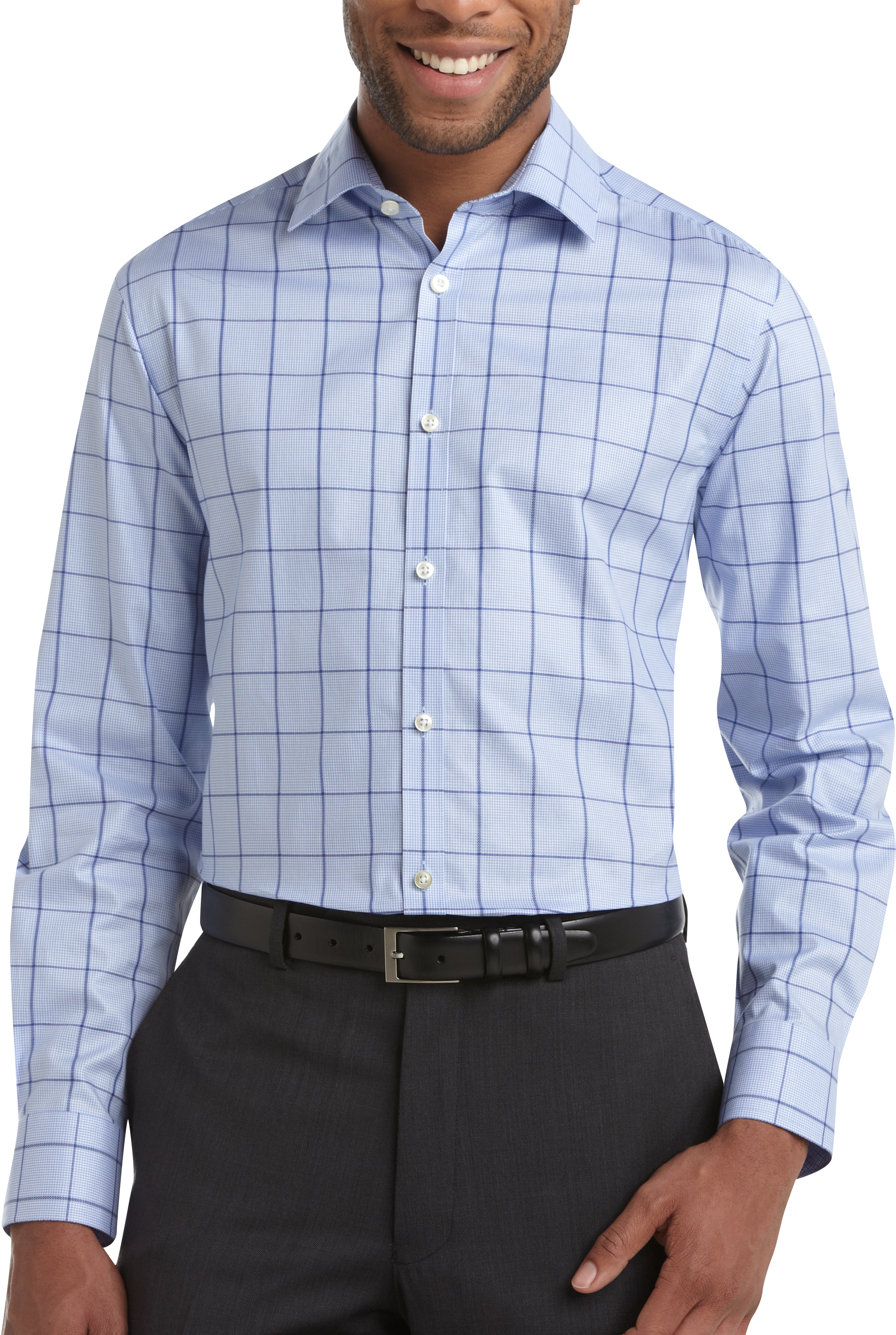 Egara Blue Check Slim Fit Woven Shirt