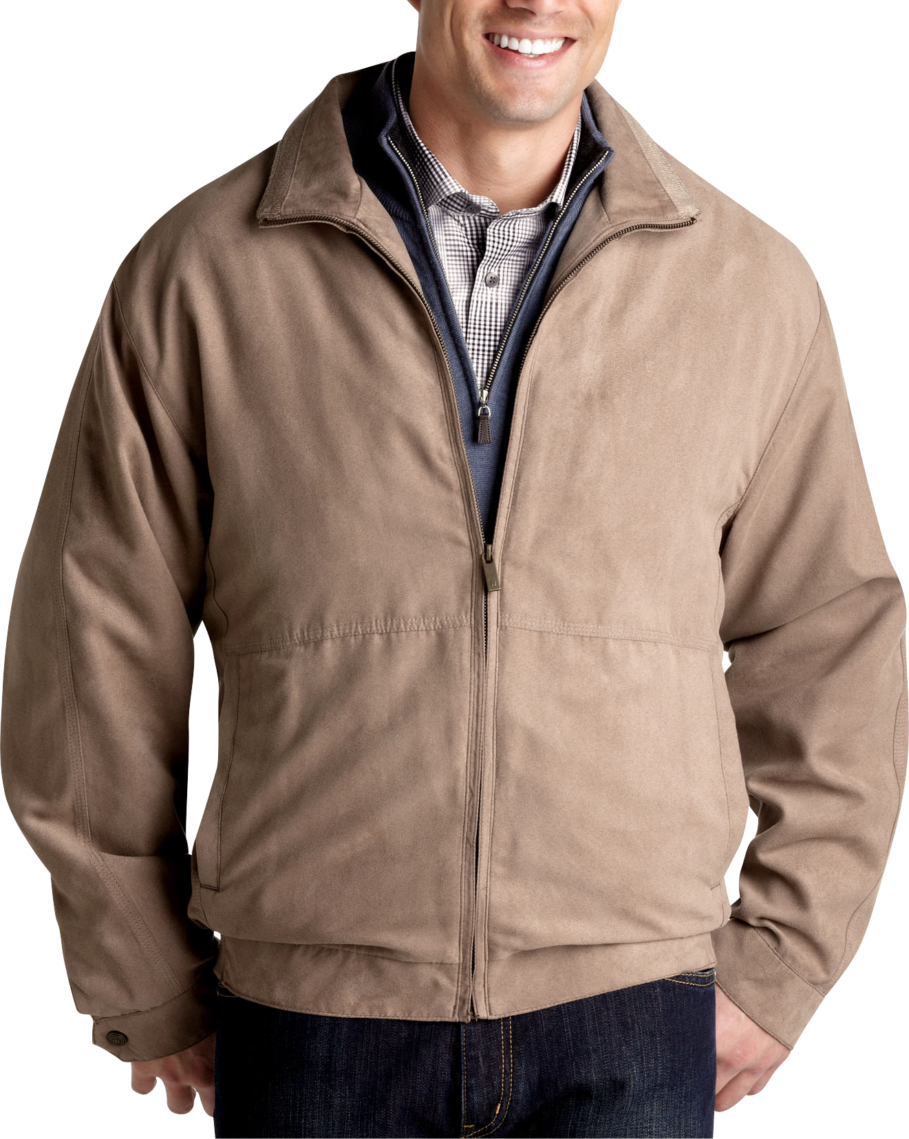 Weatherproof Tan Microsuede Bomber Jacket