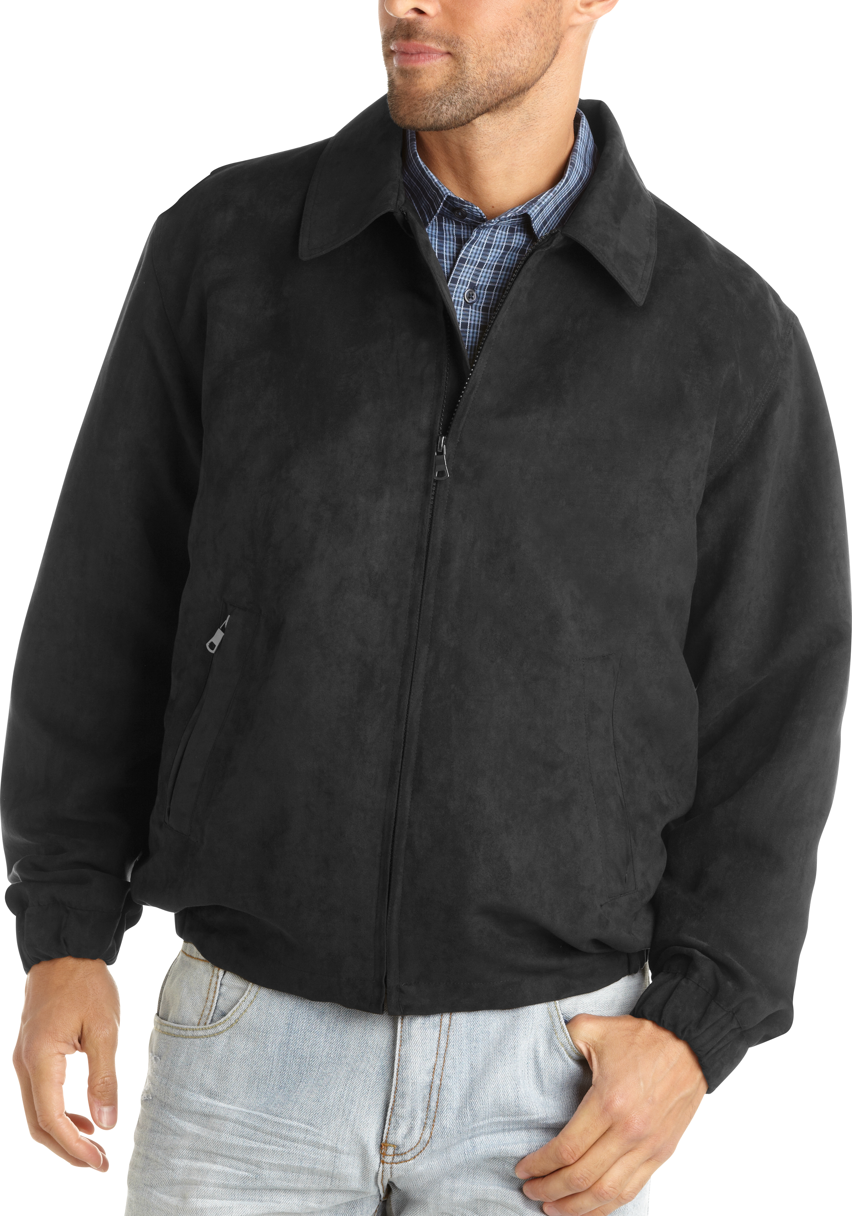 Joseph & Feiss Black Microsuede Bomber Jacket
