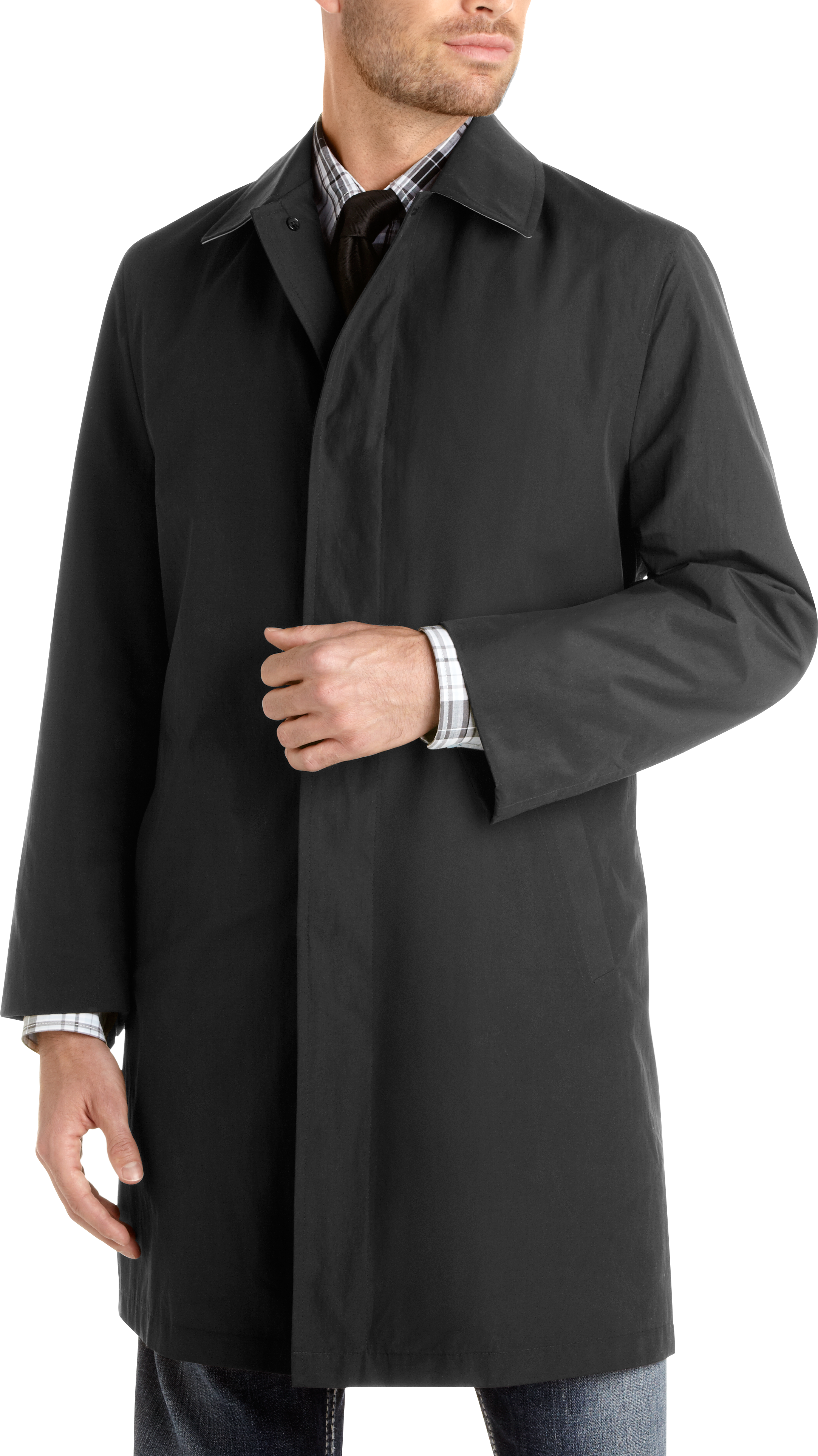 Kenneth Cole Black Slim Fit Raincoat