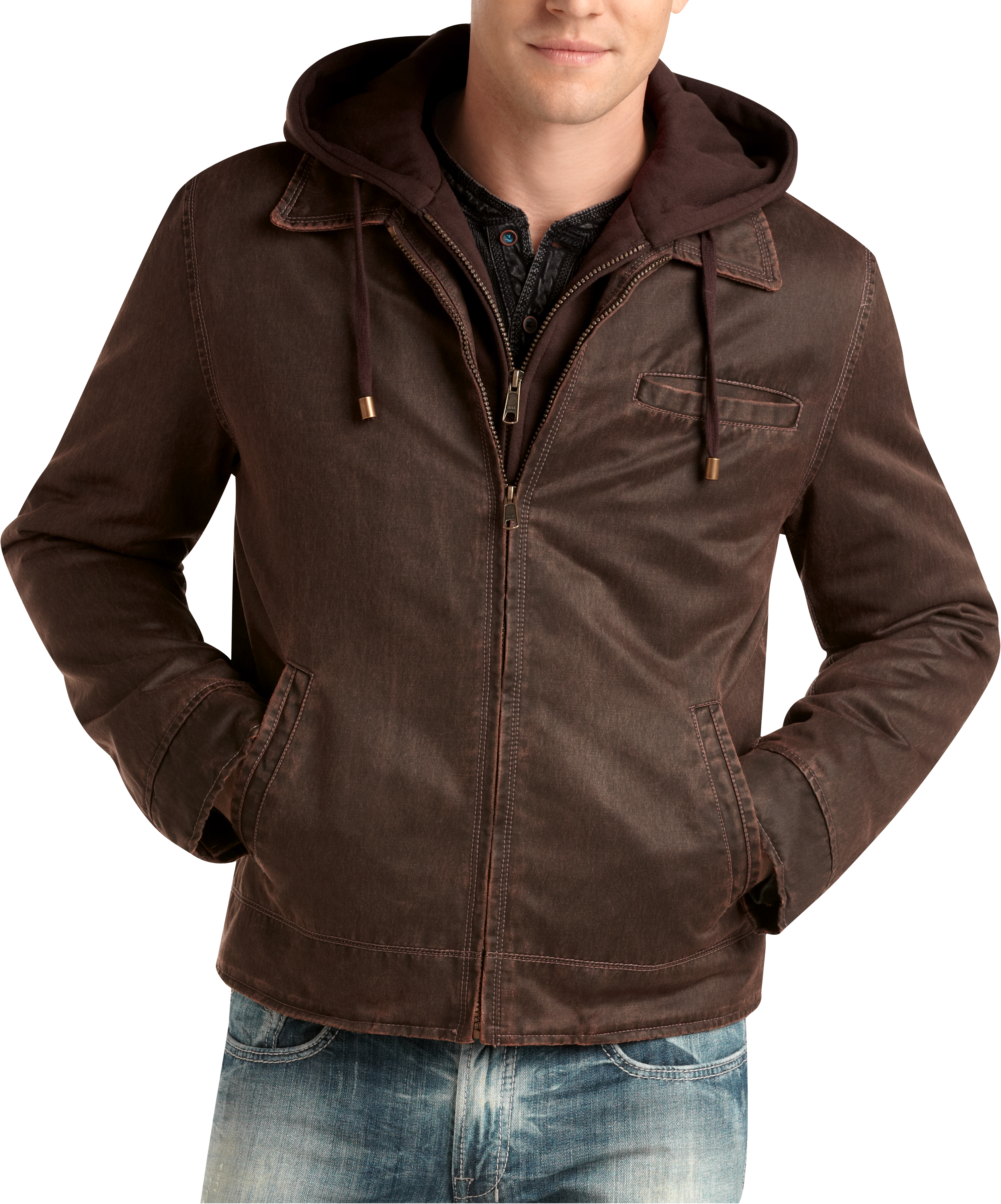 Pronto Blue Hoody Jacket, Brown