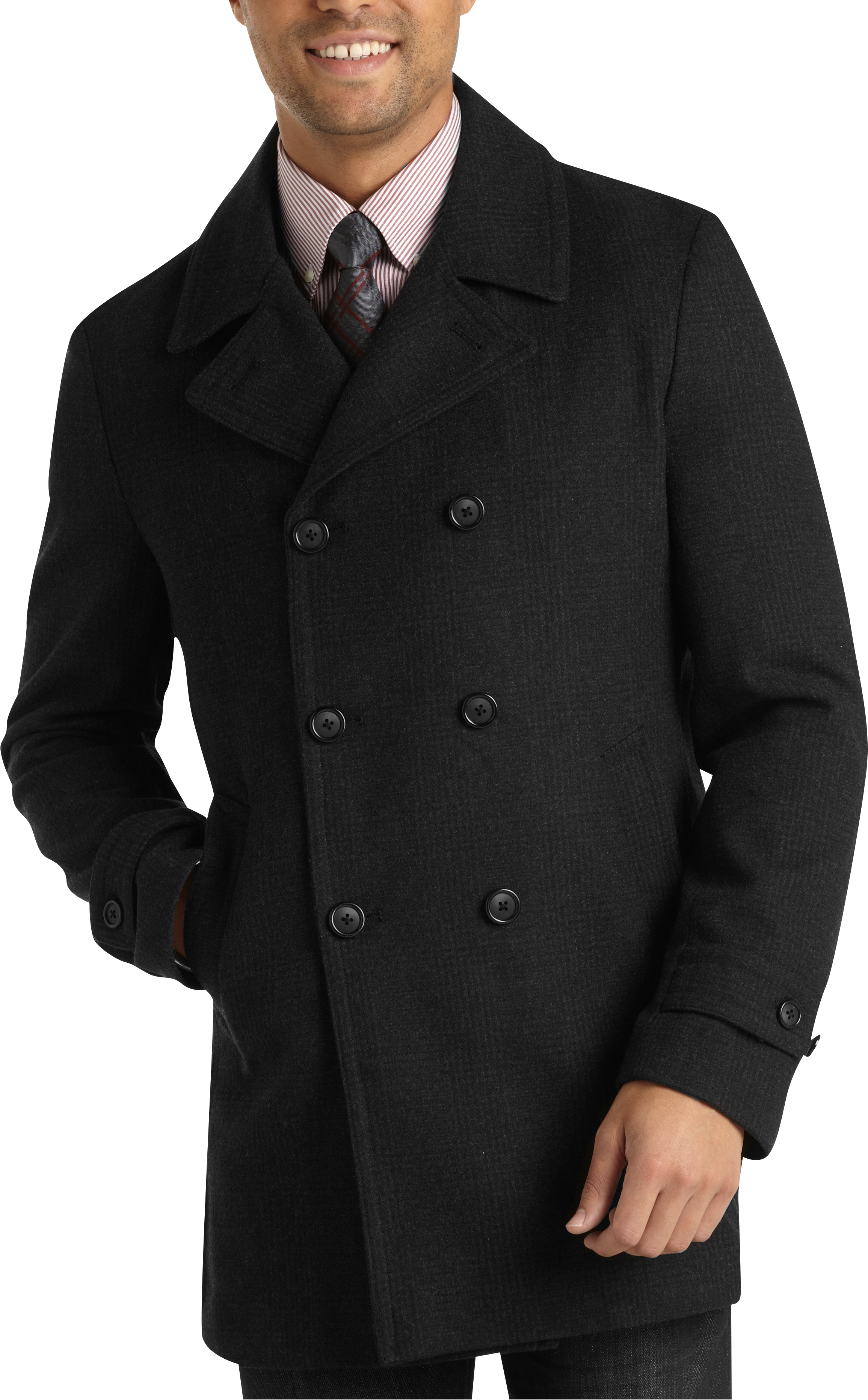 Pronto Uomo Charcoal Plaid Peacoat