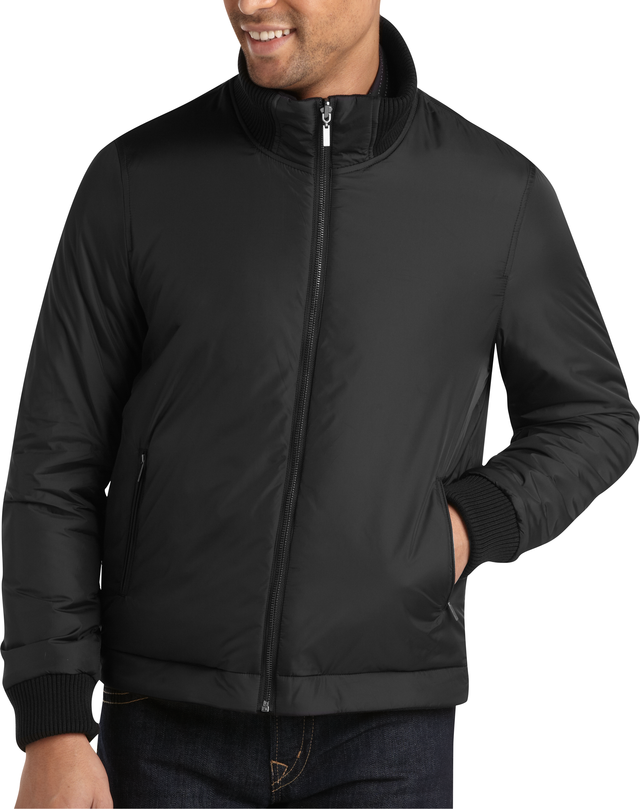 Pronto Uomo Black Reversible Baseball Jacket