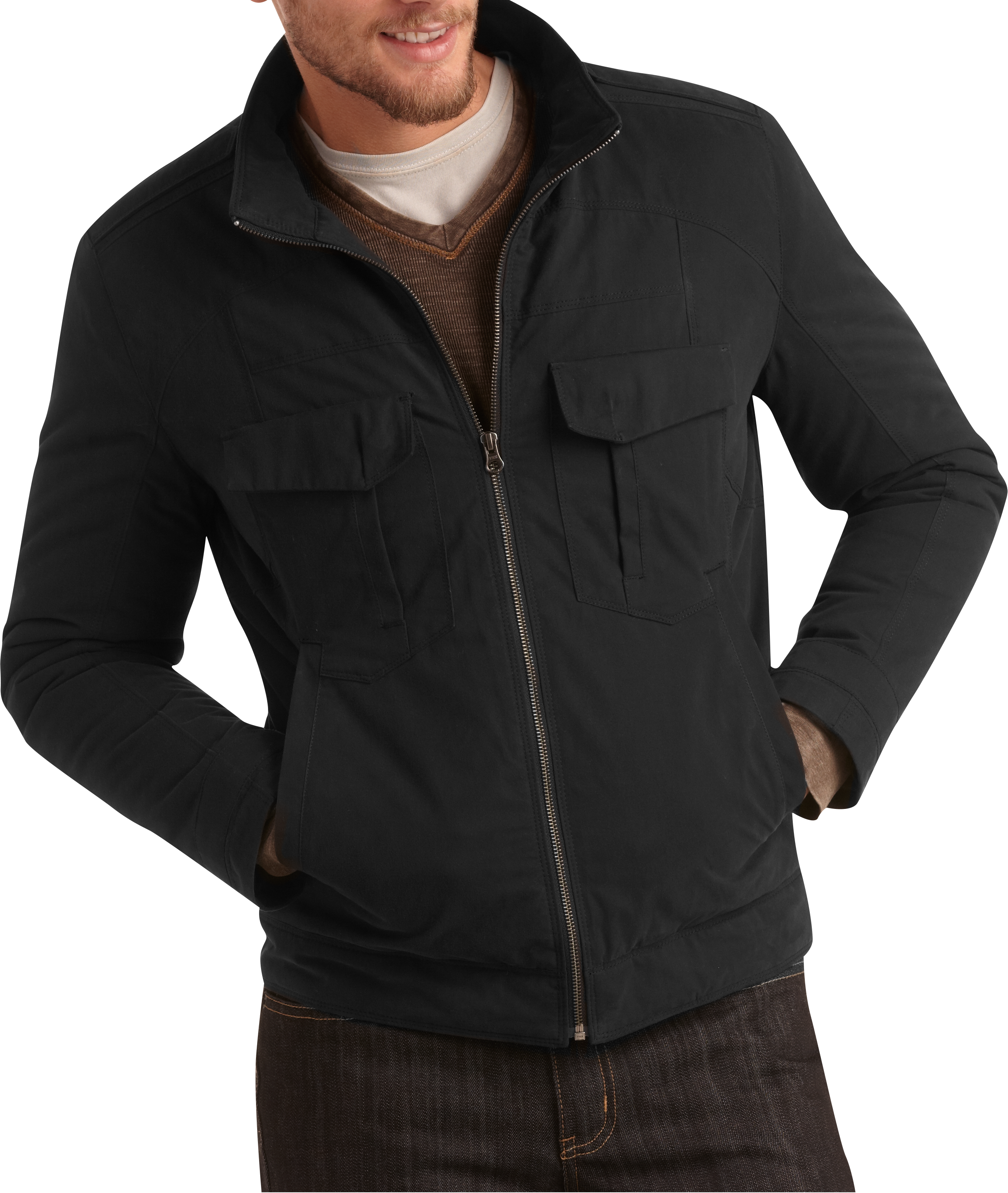 Pronto Blue Zip Jacket, Black