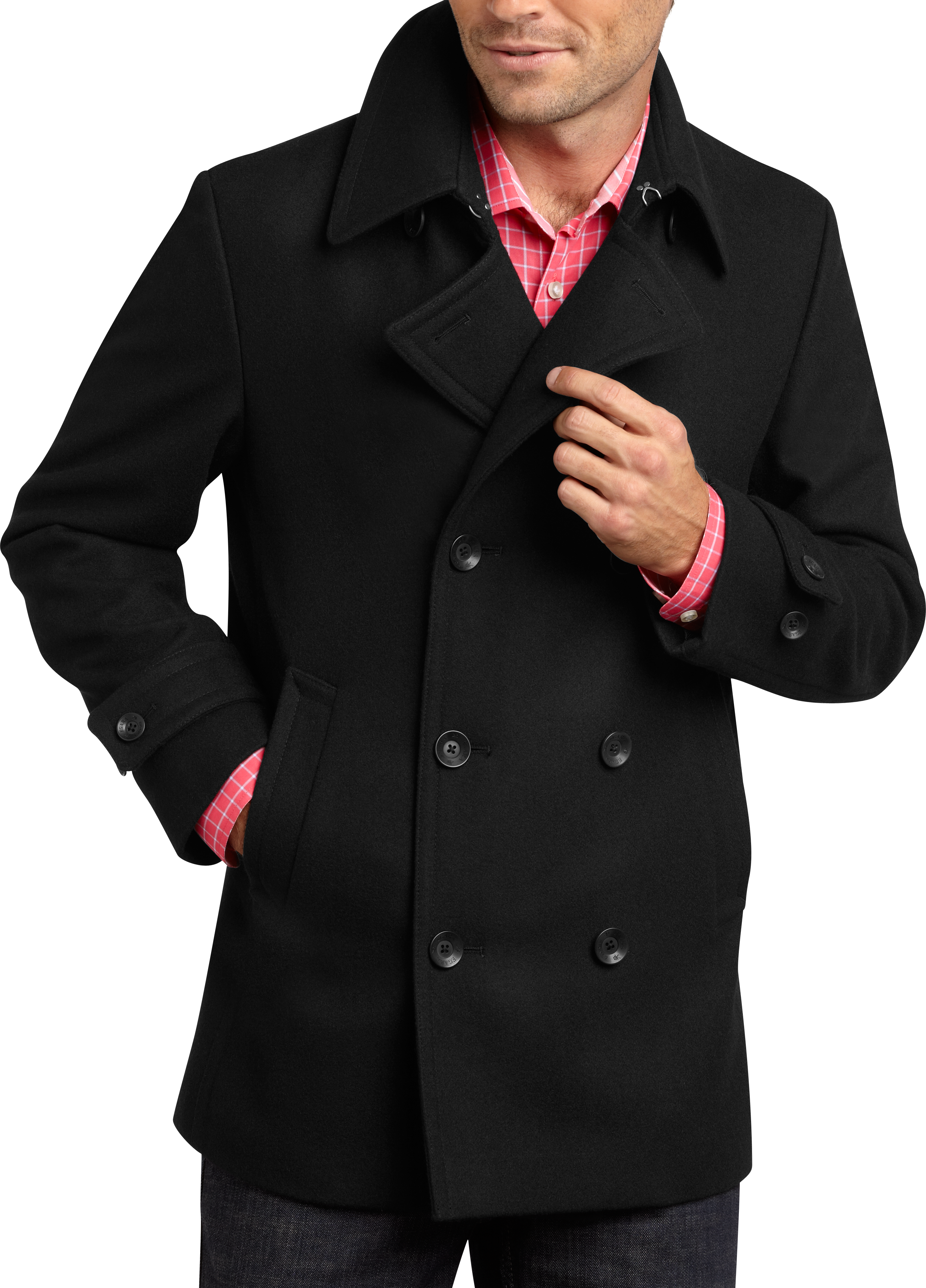 Egara Black Slim Fit Peacoat