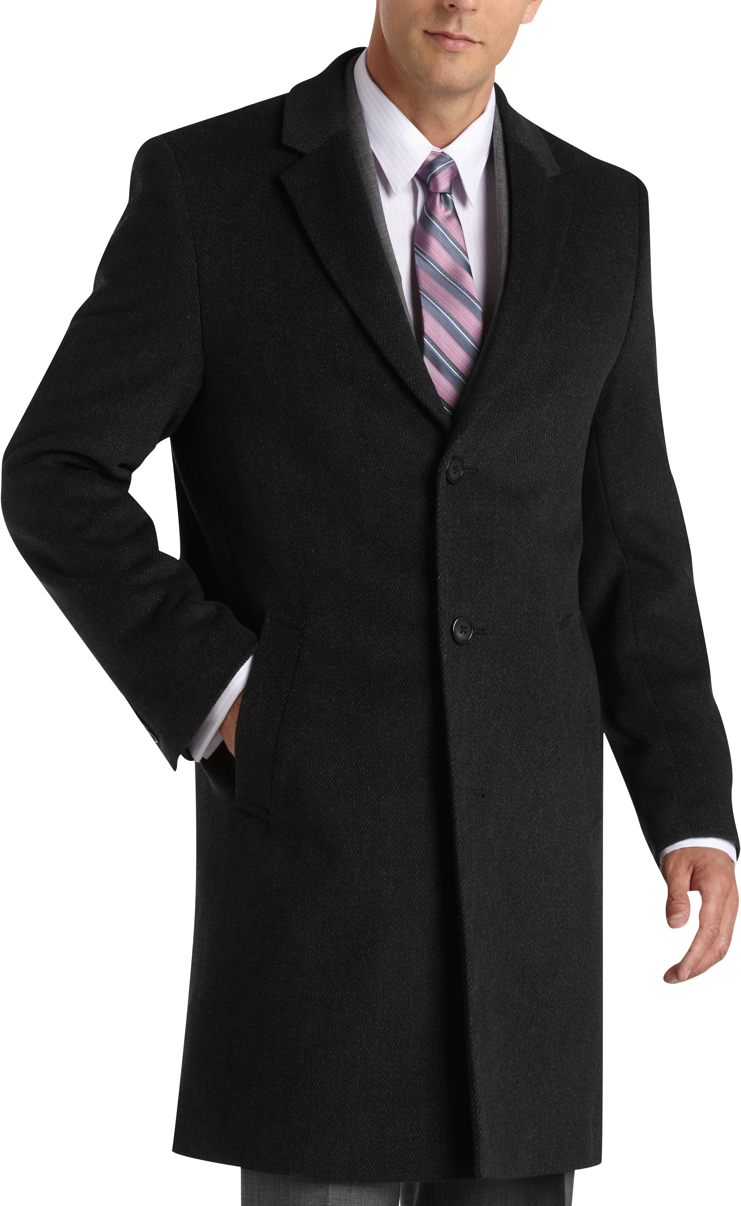 Kenneth Cole Charcoal Tic Modern Fit Topcoat