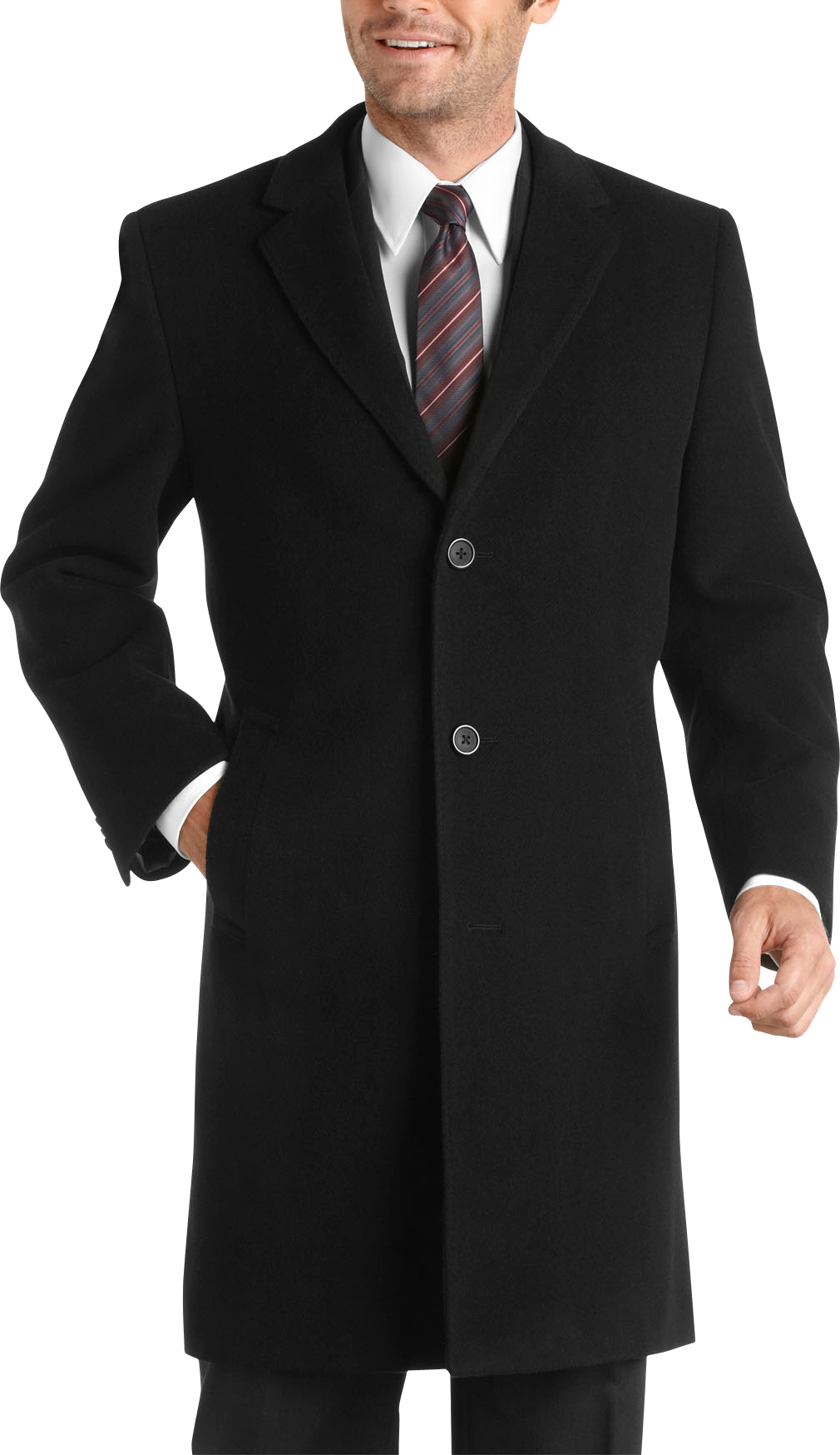 Kenneth Cole Black Herringbone Topcoat